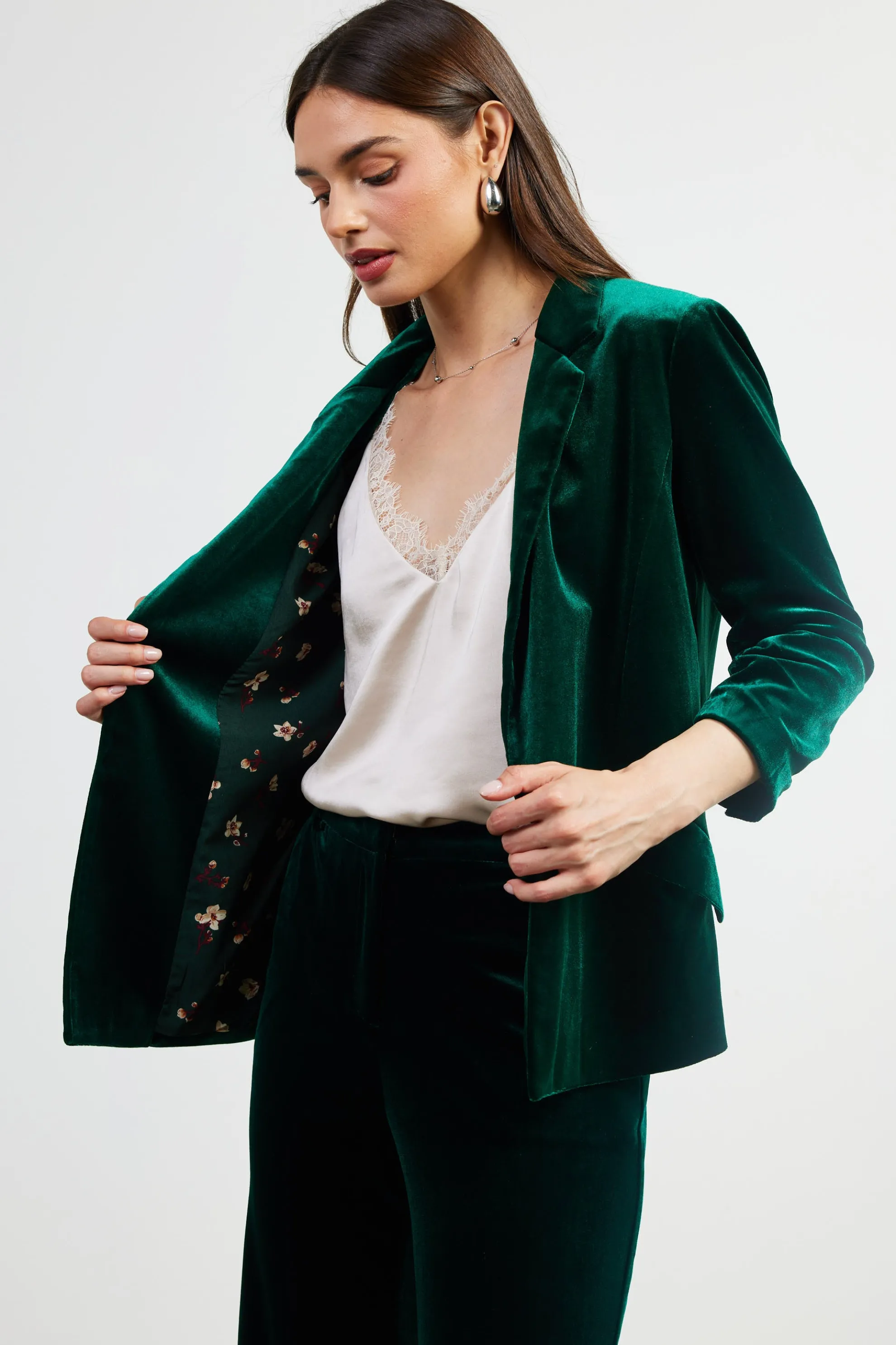 Ruched Velvet Blazer