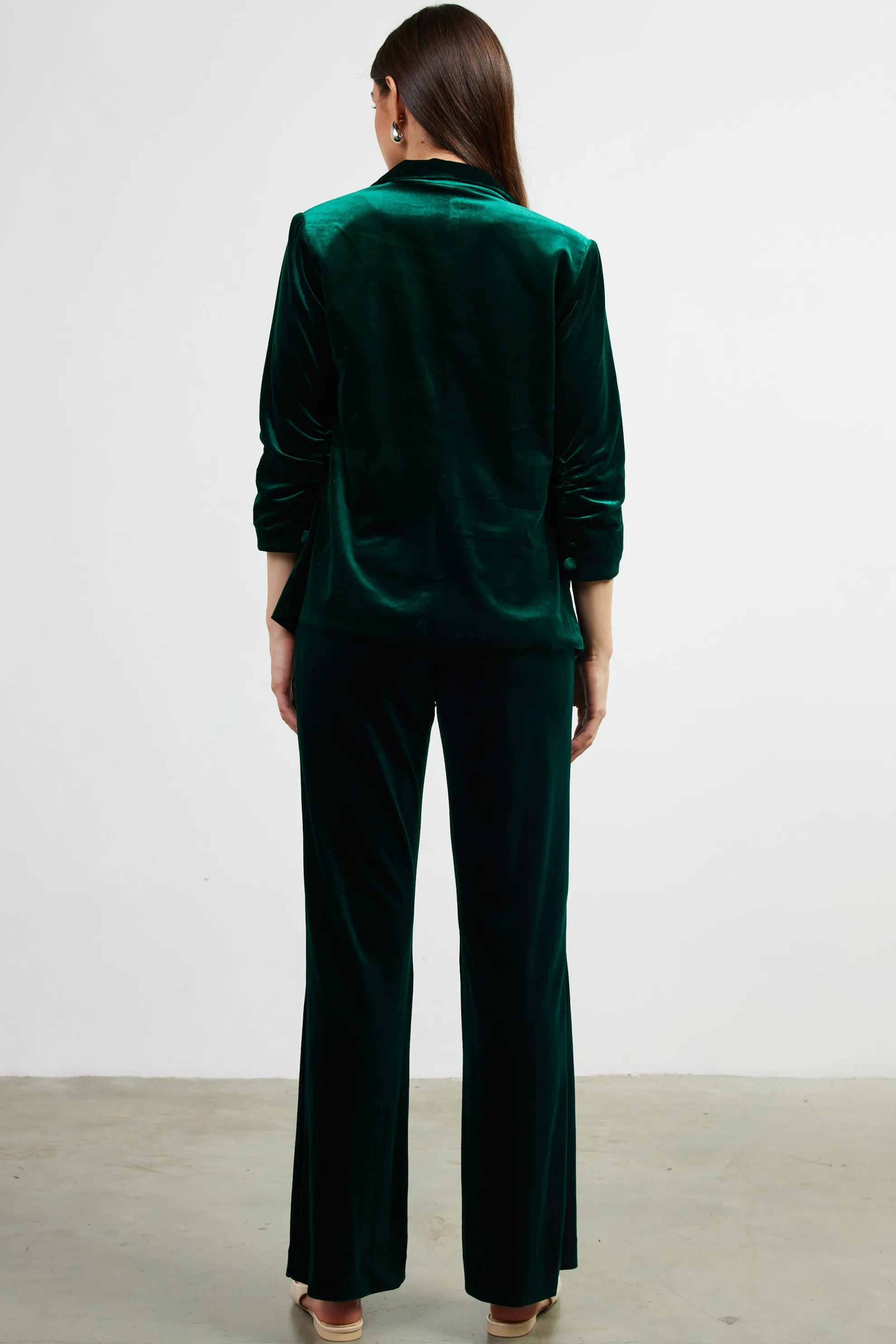 Ruched Velvet Blazer