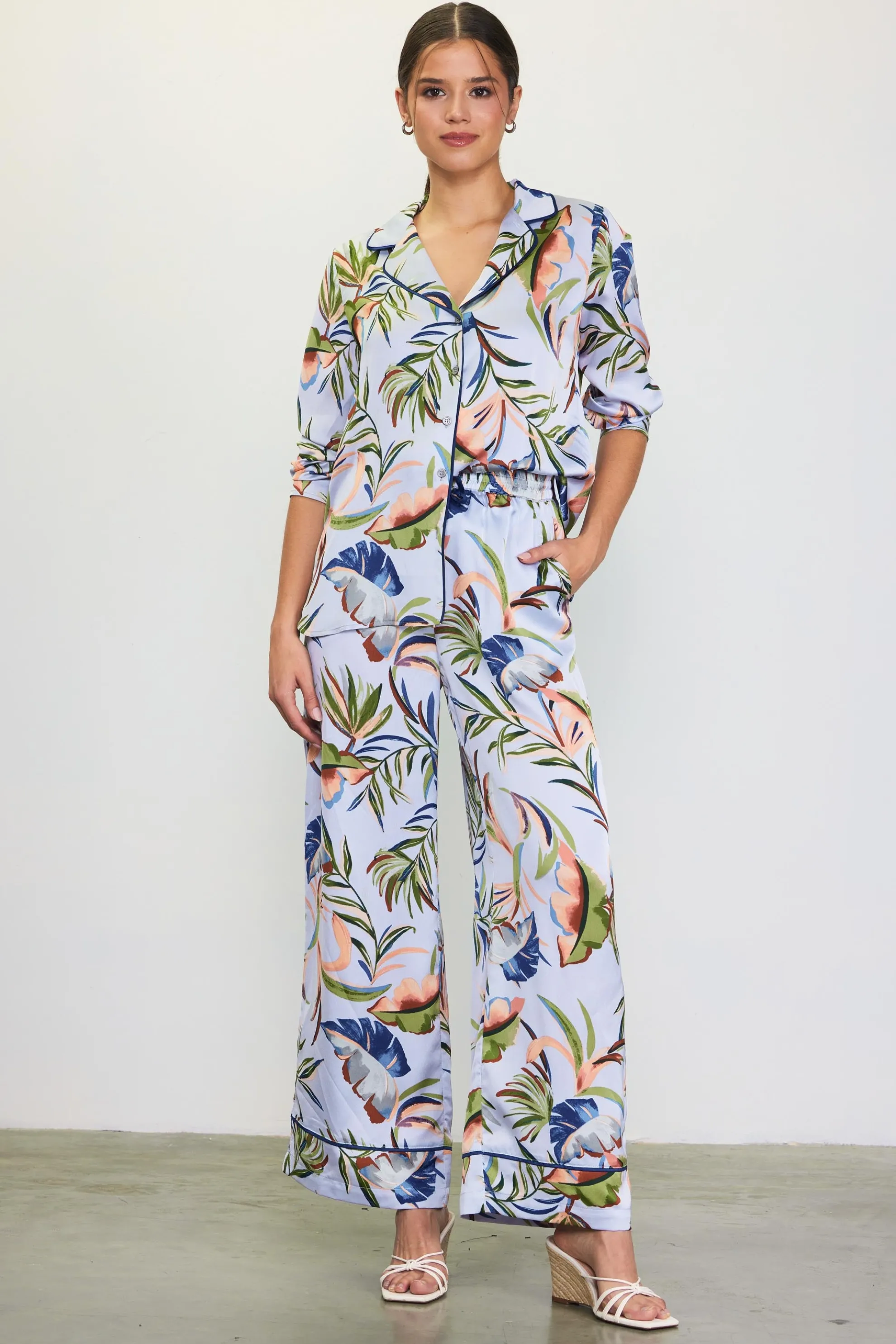 Bianca Floral Print Elastic Waistband Pants