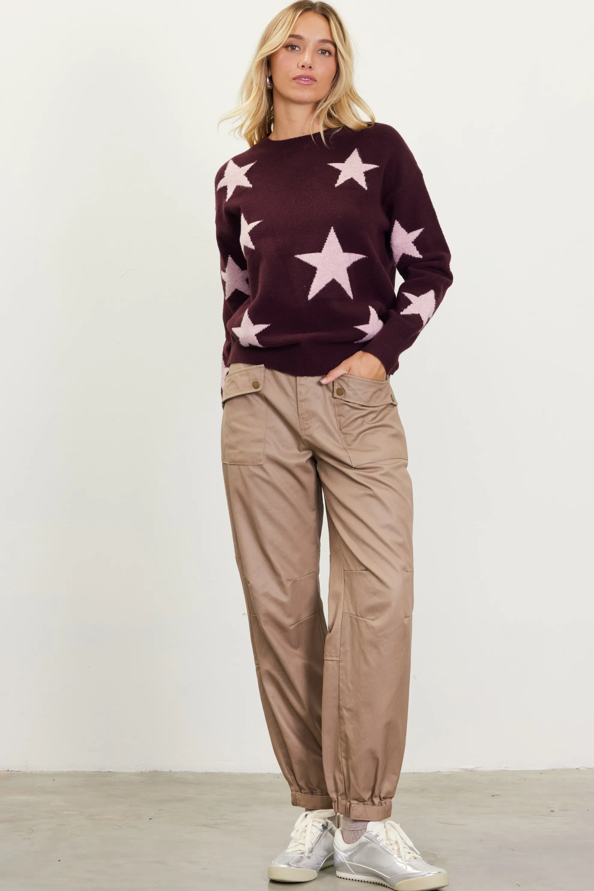 Lurex Star Print Sweater
