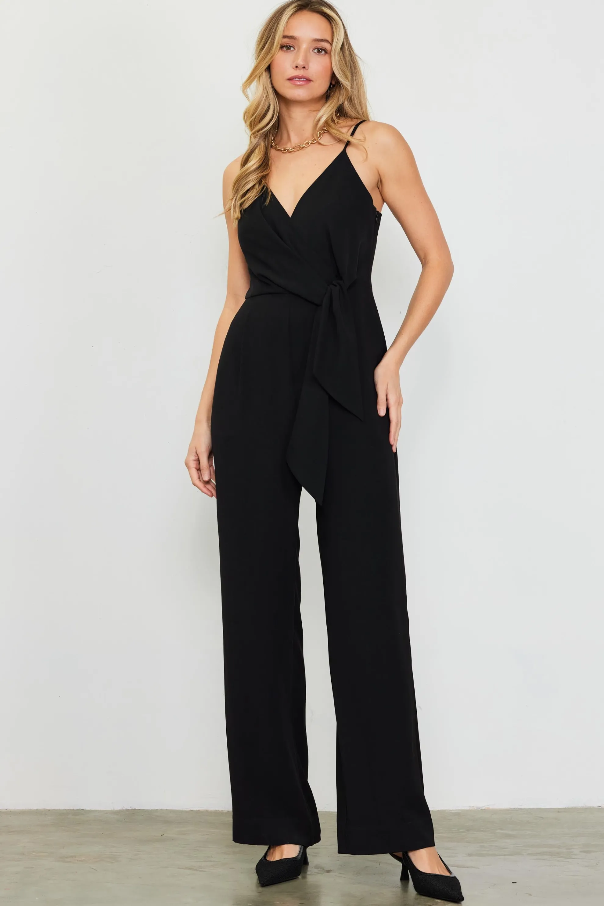 Waist Tie Detail Sleeveless Jumpsuit