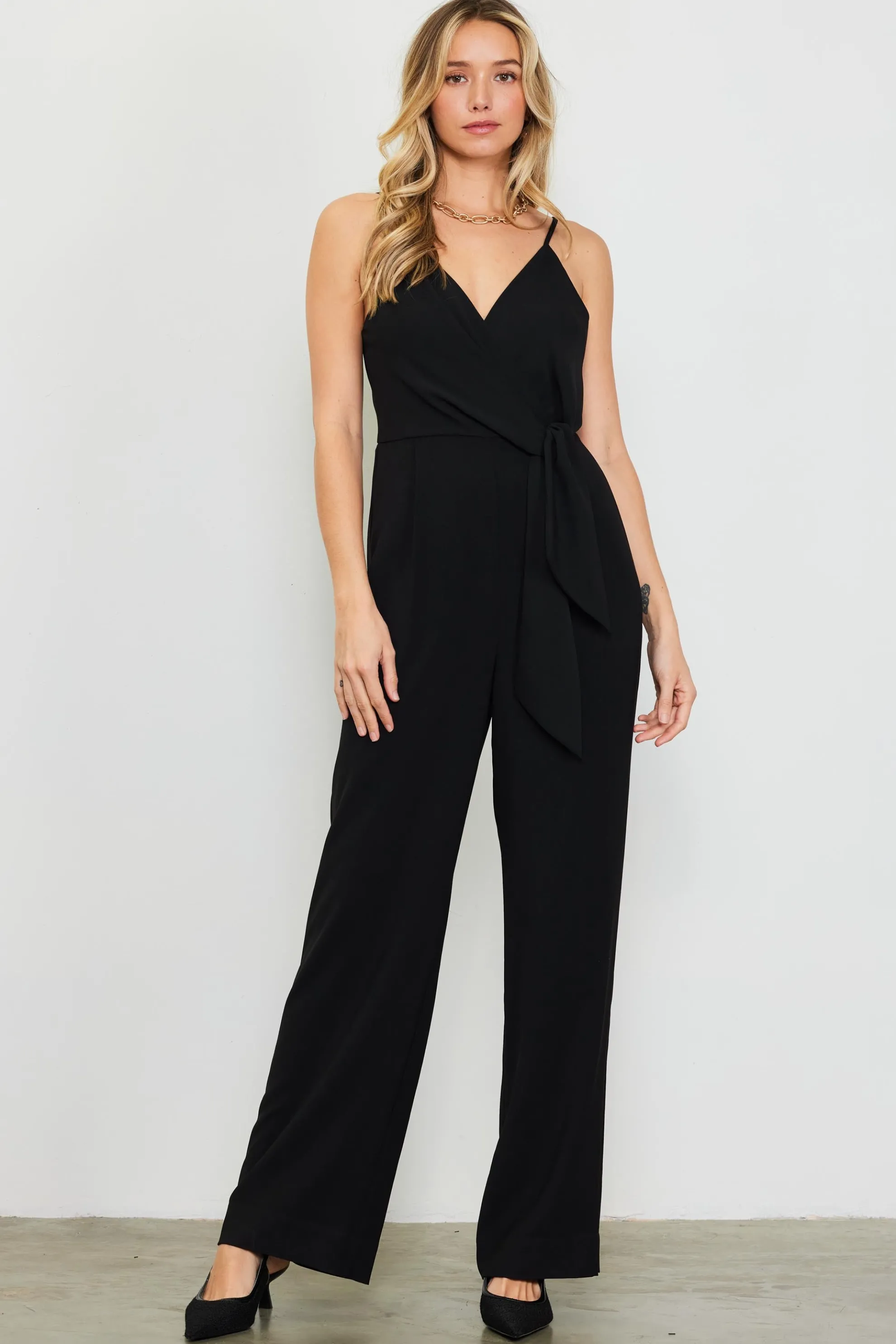 Waist Tie Detail Sleeveless Jumpsuit
