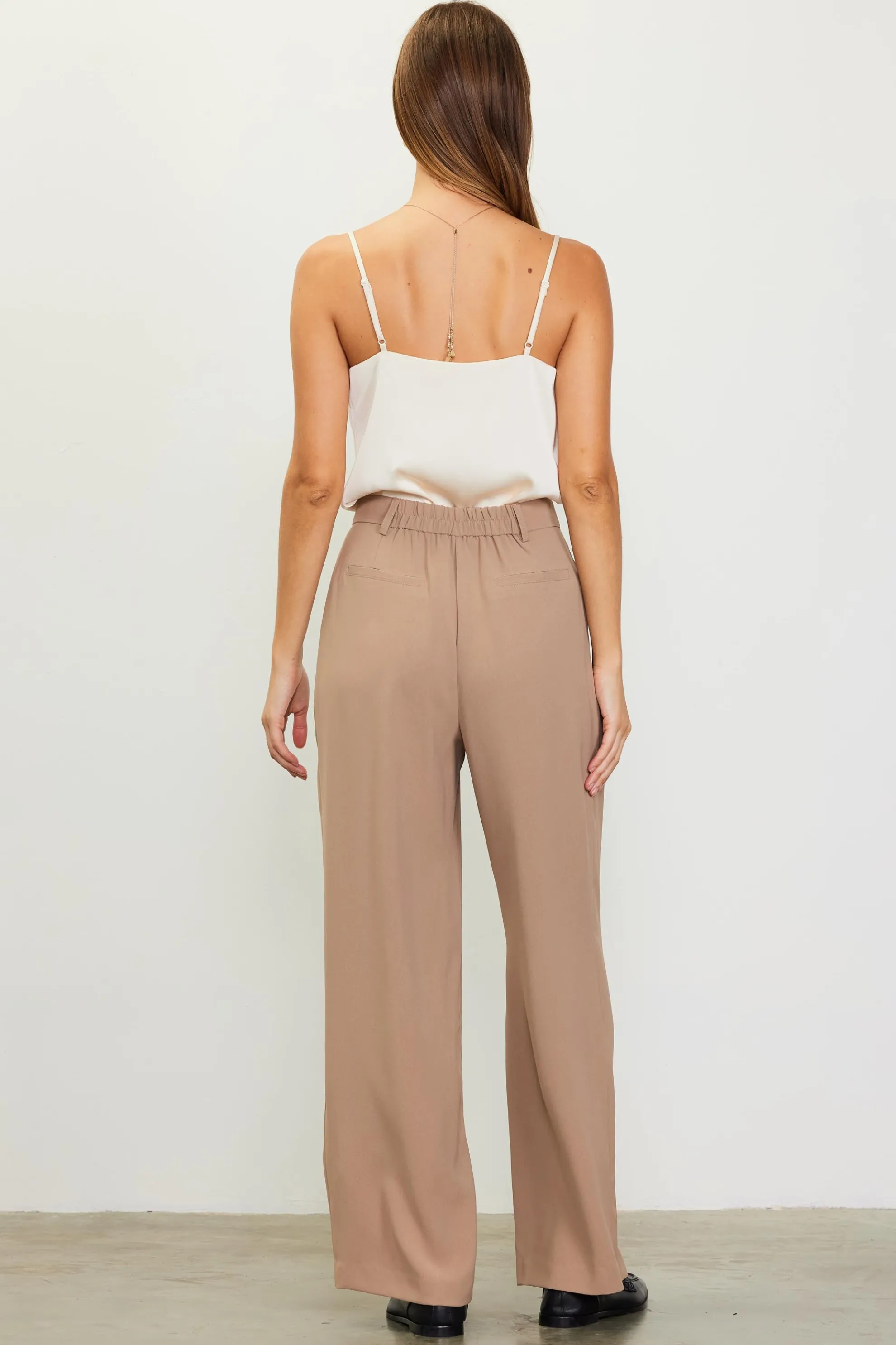 Pintuck Wide Leg Trousers
