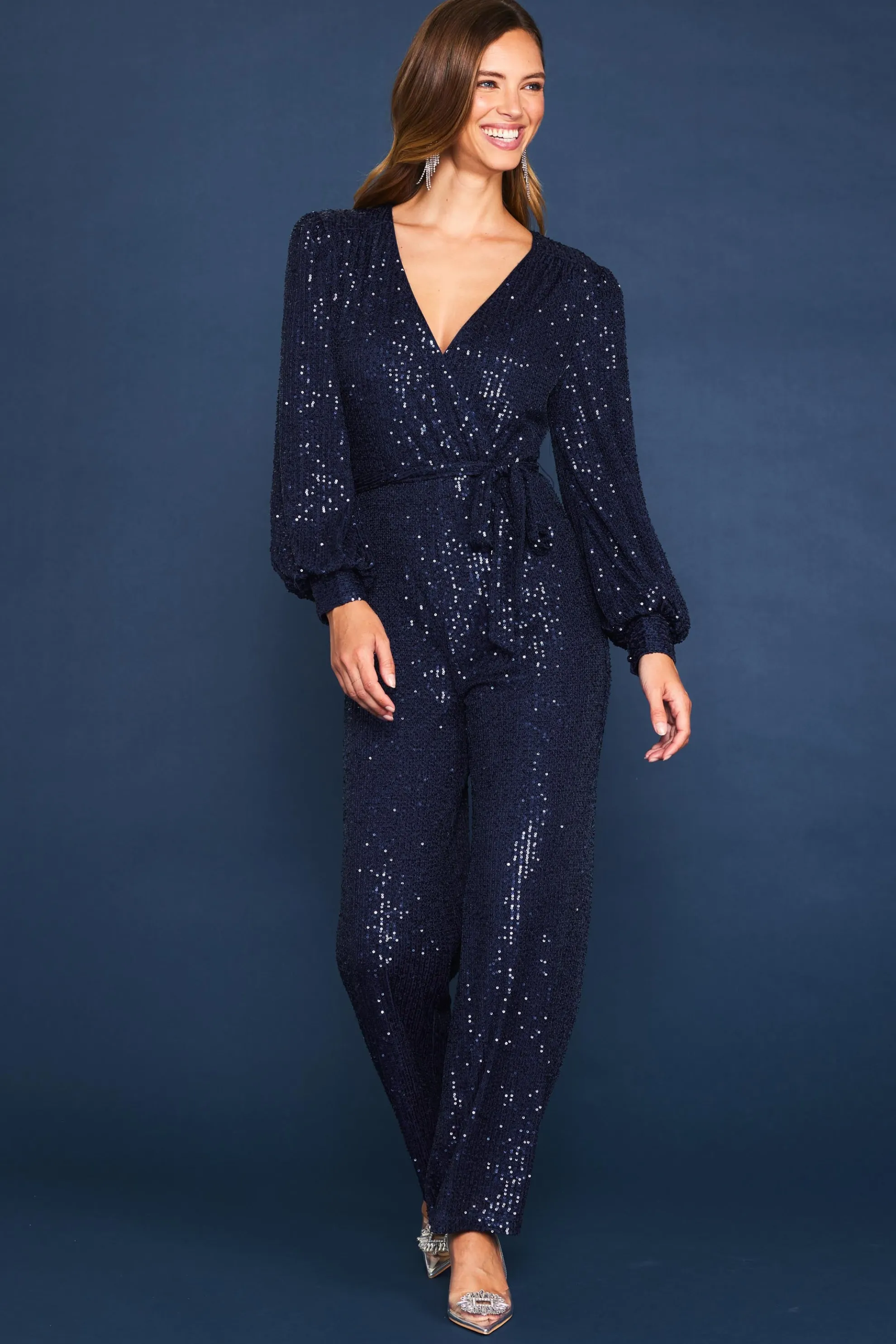 Sequin Wrap Jumpsuit