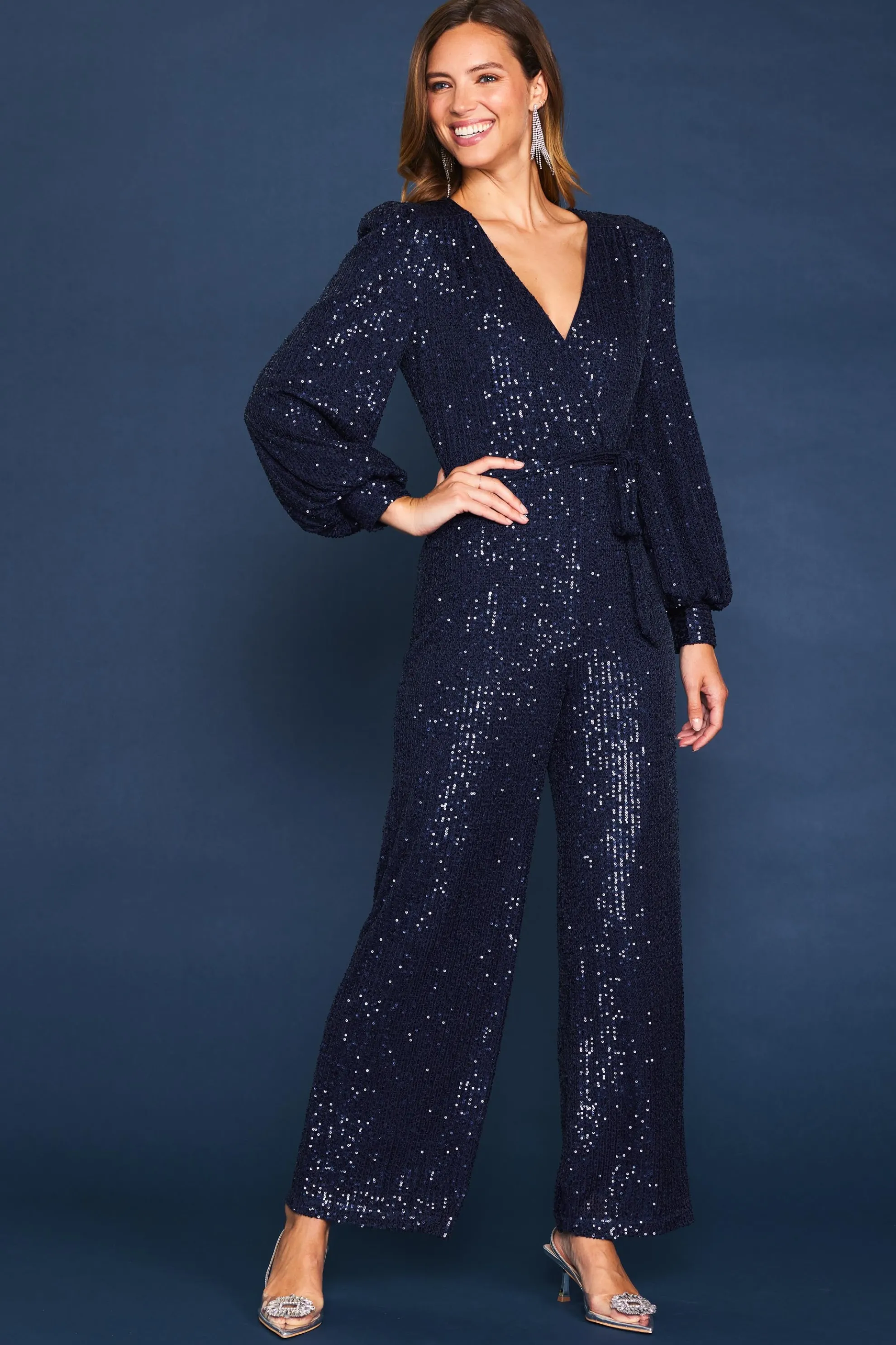 Sequin Wrap Jumpsuit