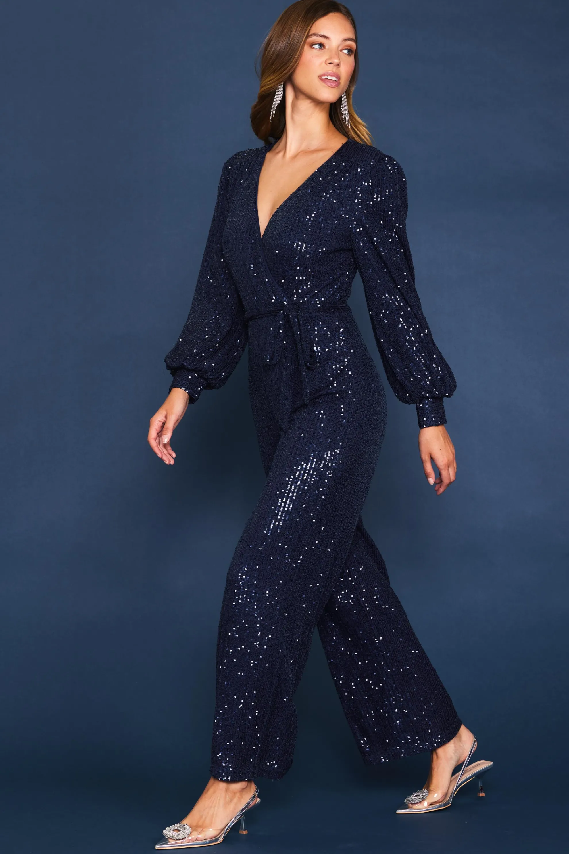Sequin Wrap Jumpsuit