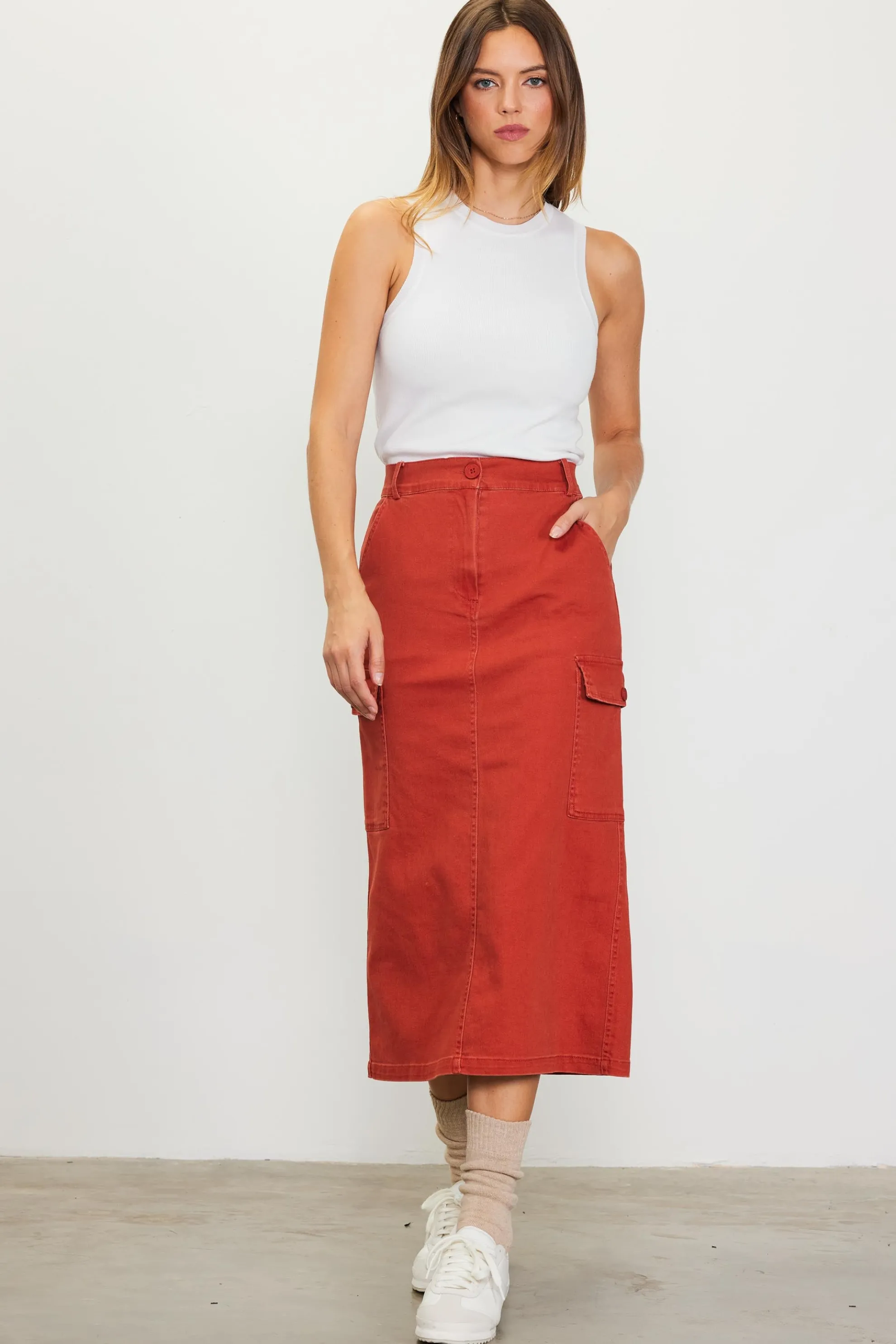 Cotton Twill Cargo Skirt
