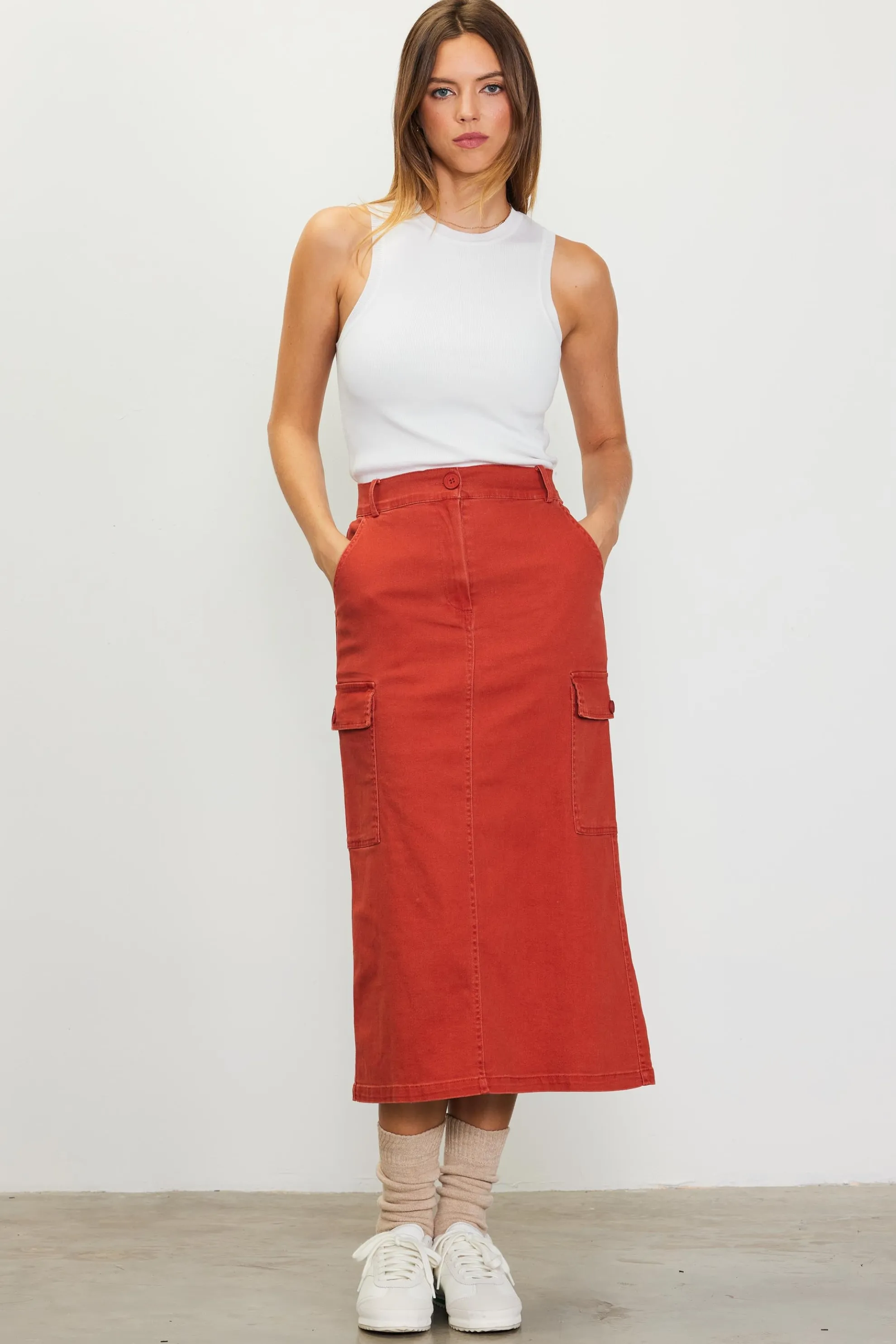 Cotton Twill Cargo Skirt