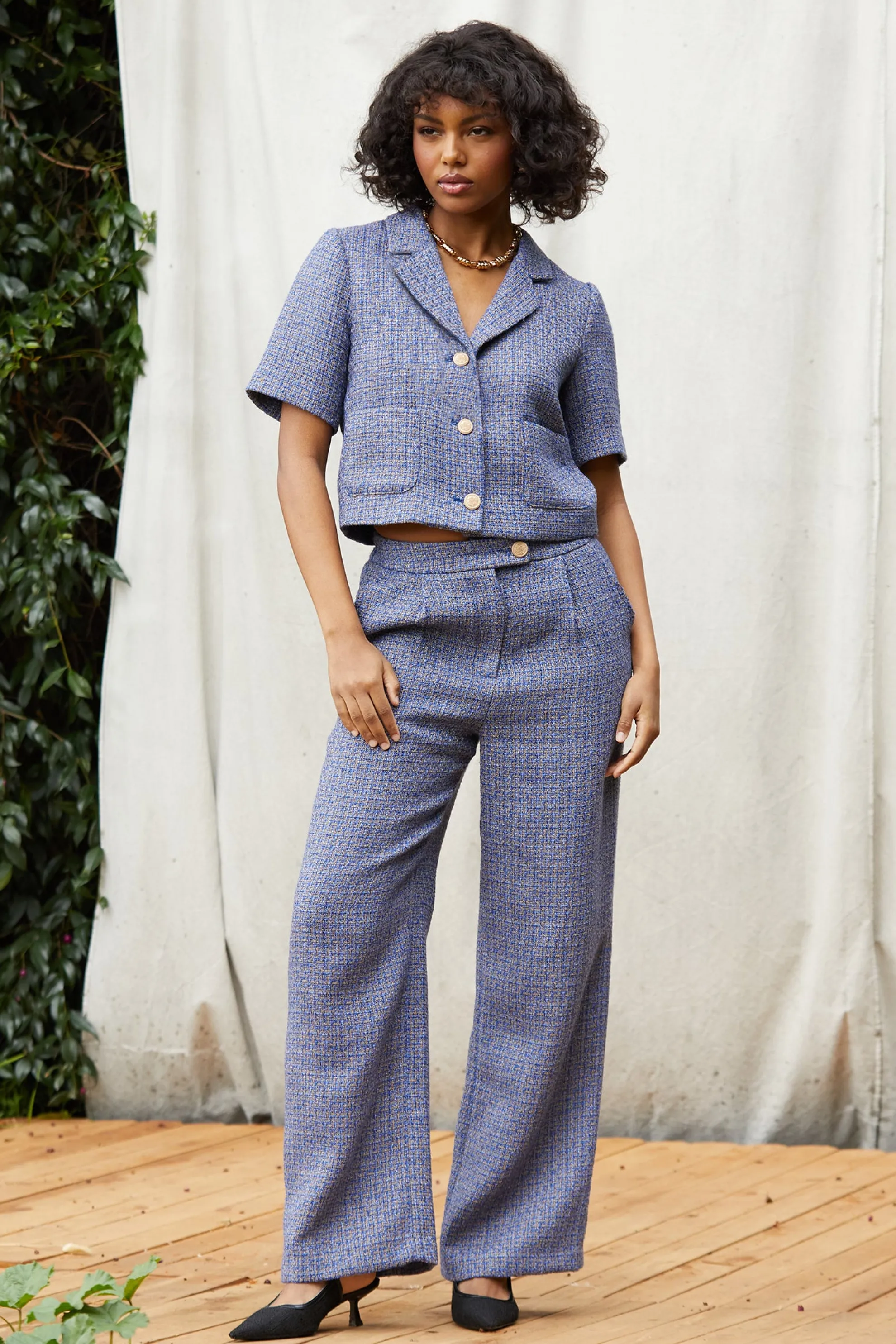 Tweed Wide Leg Pants