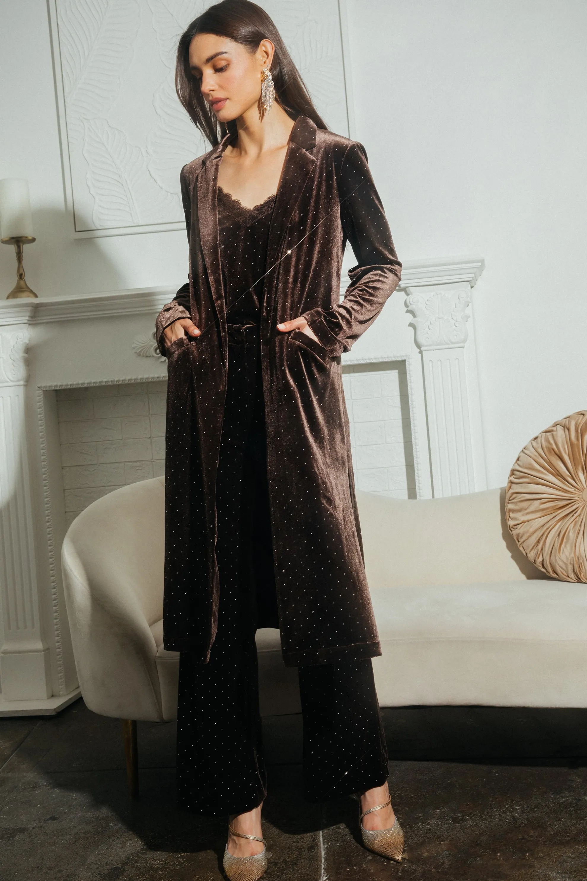 Rhinestone Velvet Duster