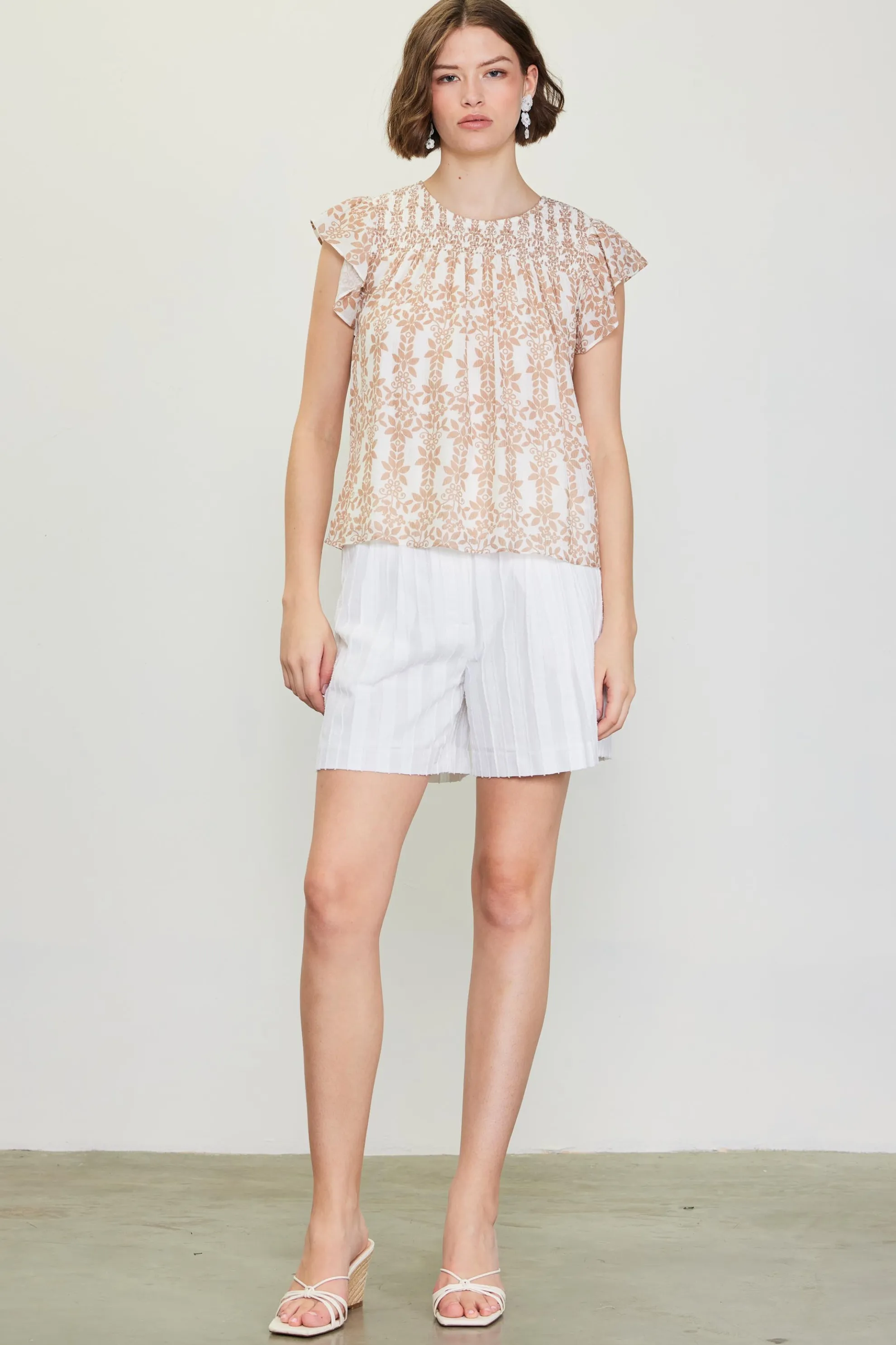 Floral Print Smocked Yoke Top