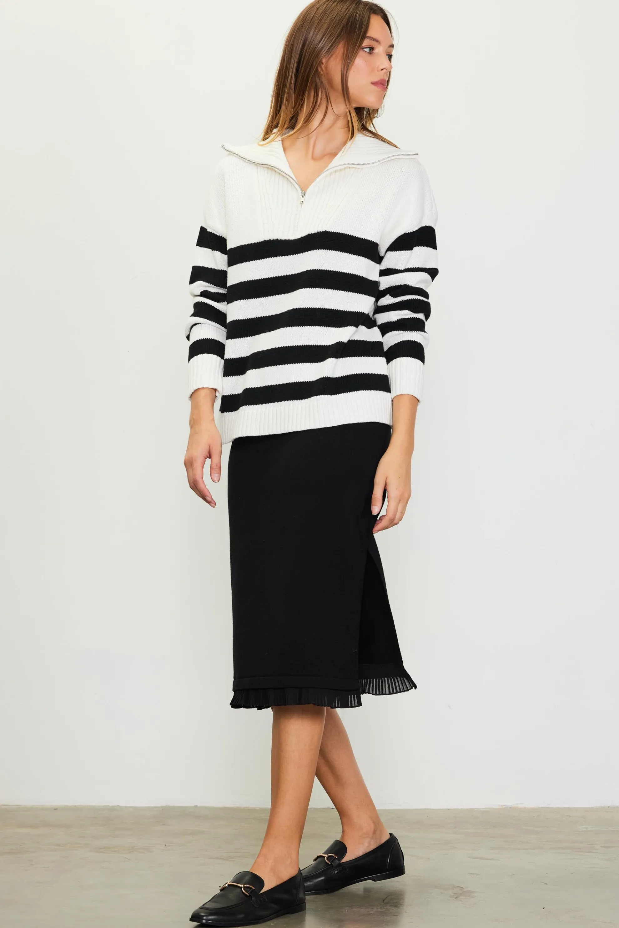 Half-Zip Striped Sweater