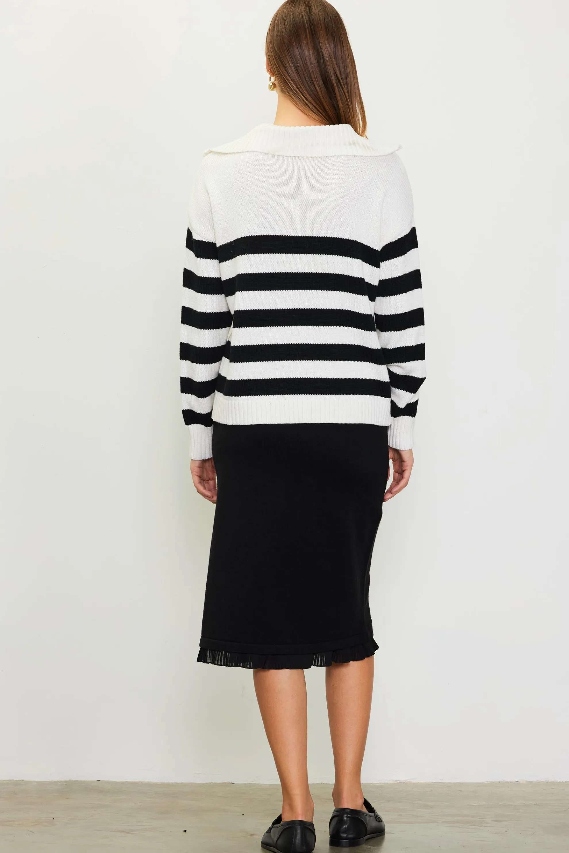 Half-Zip Striped Sweater