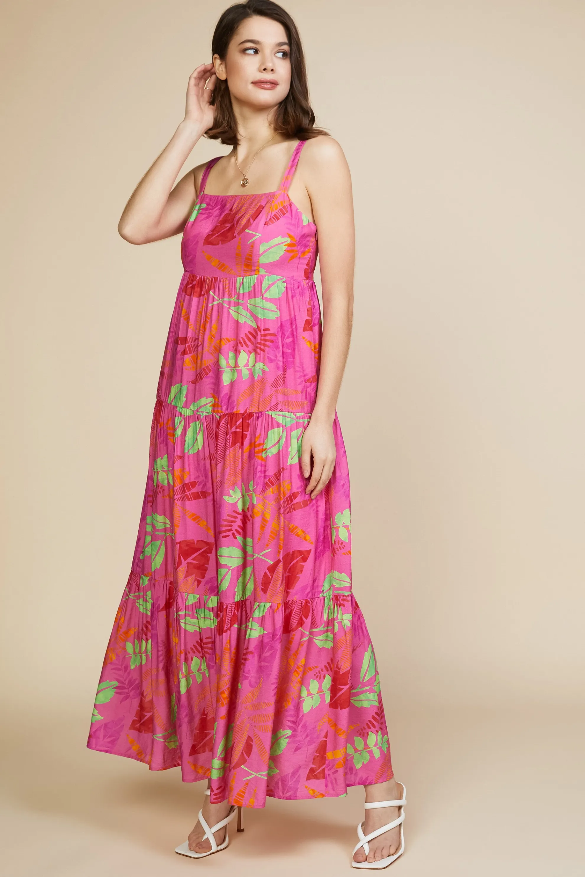 Tropical Print Maxi Dress