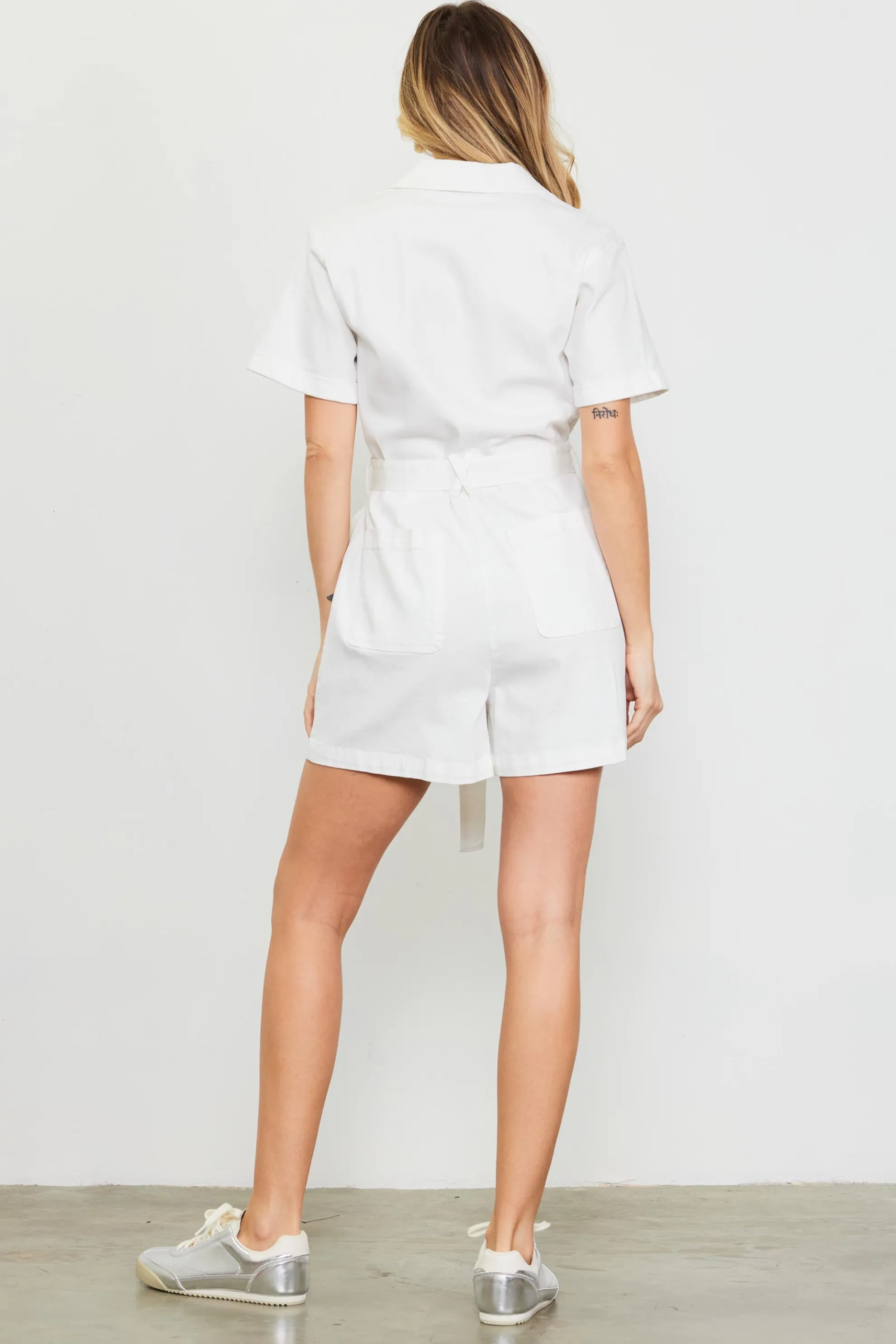 Washed Twill Utility Romper