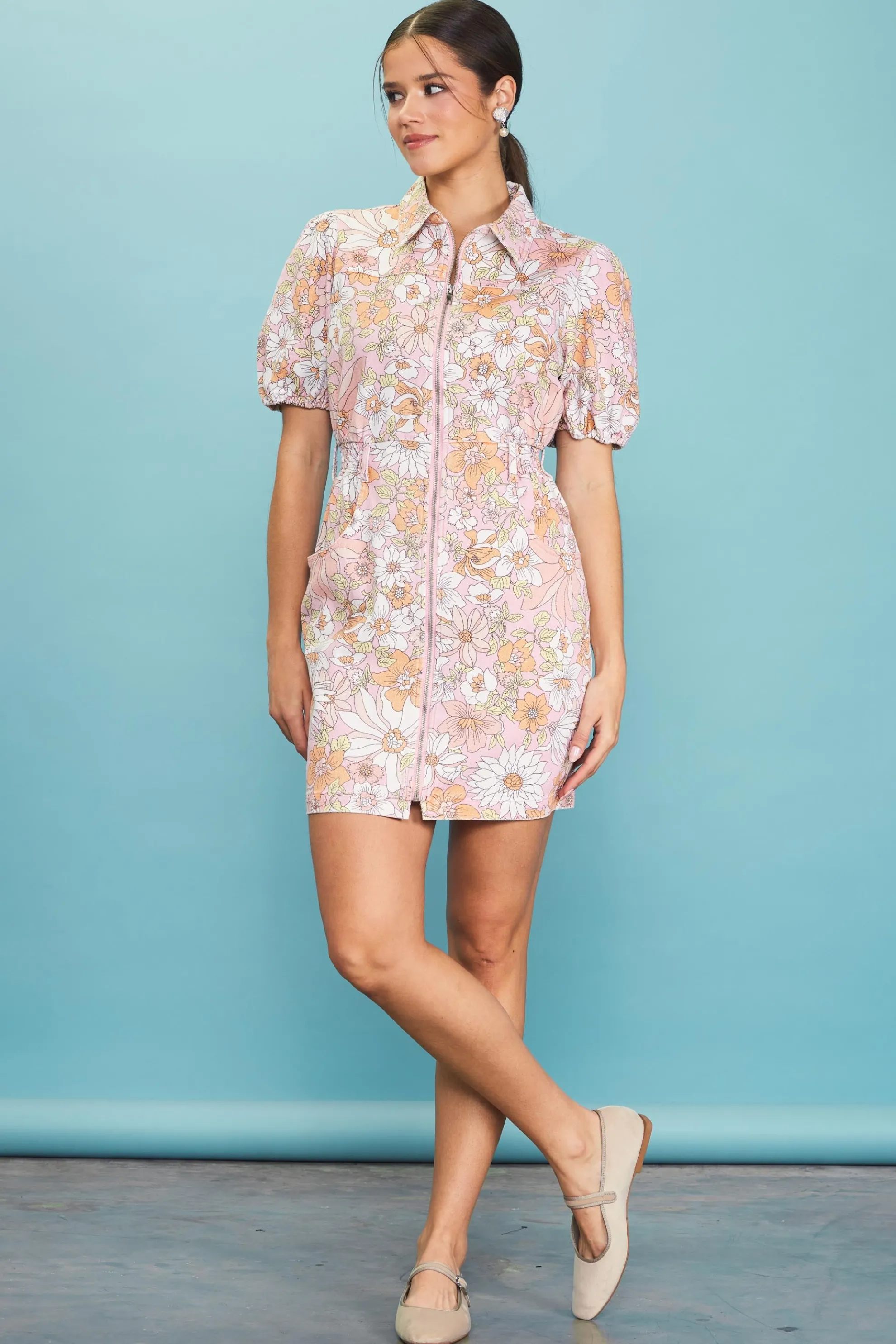 Retro Collared Mini Dress