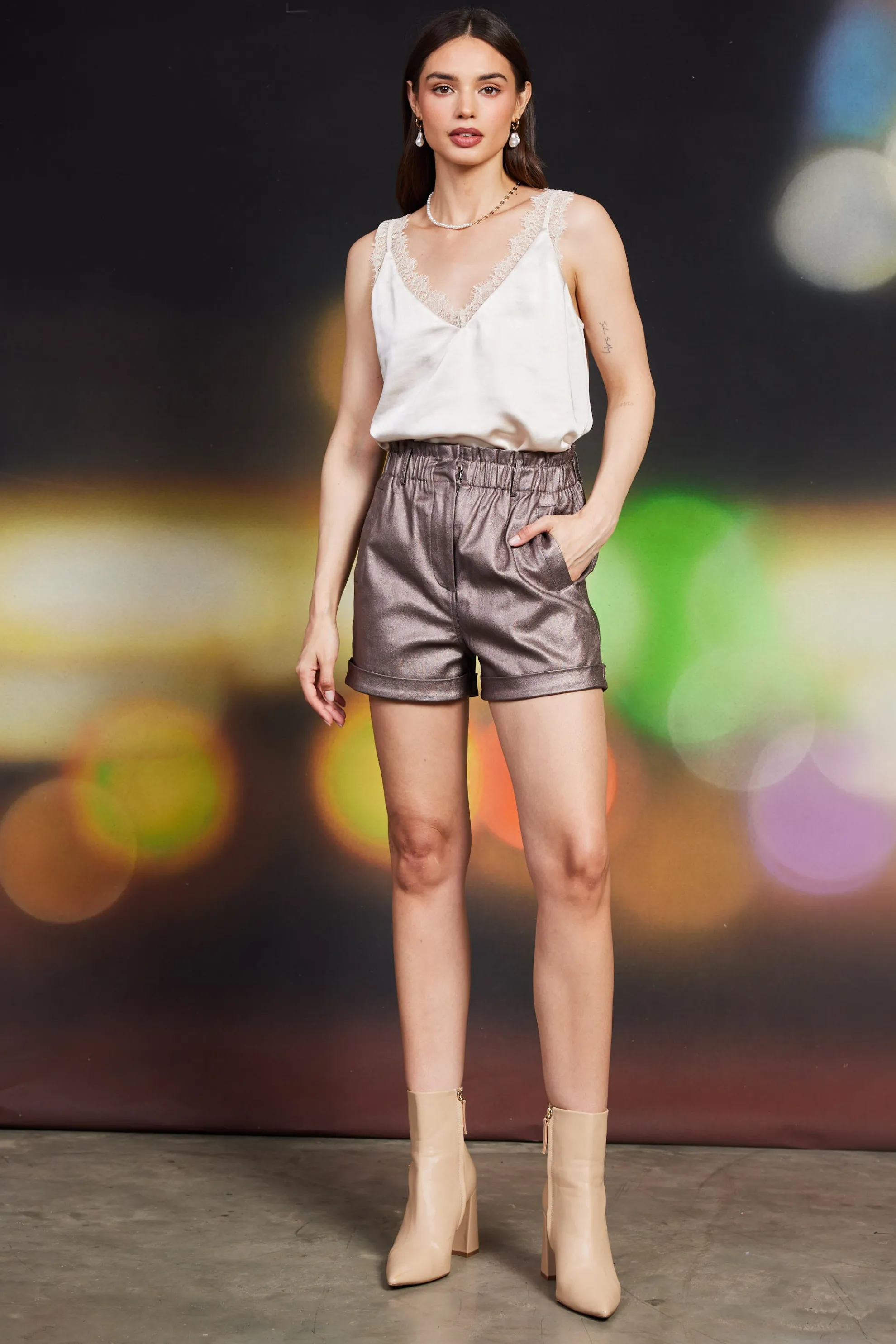 Shimmery Paperbag Shorts