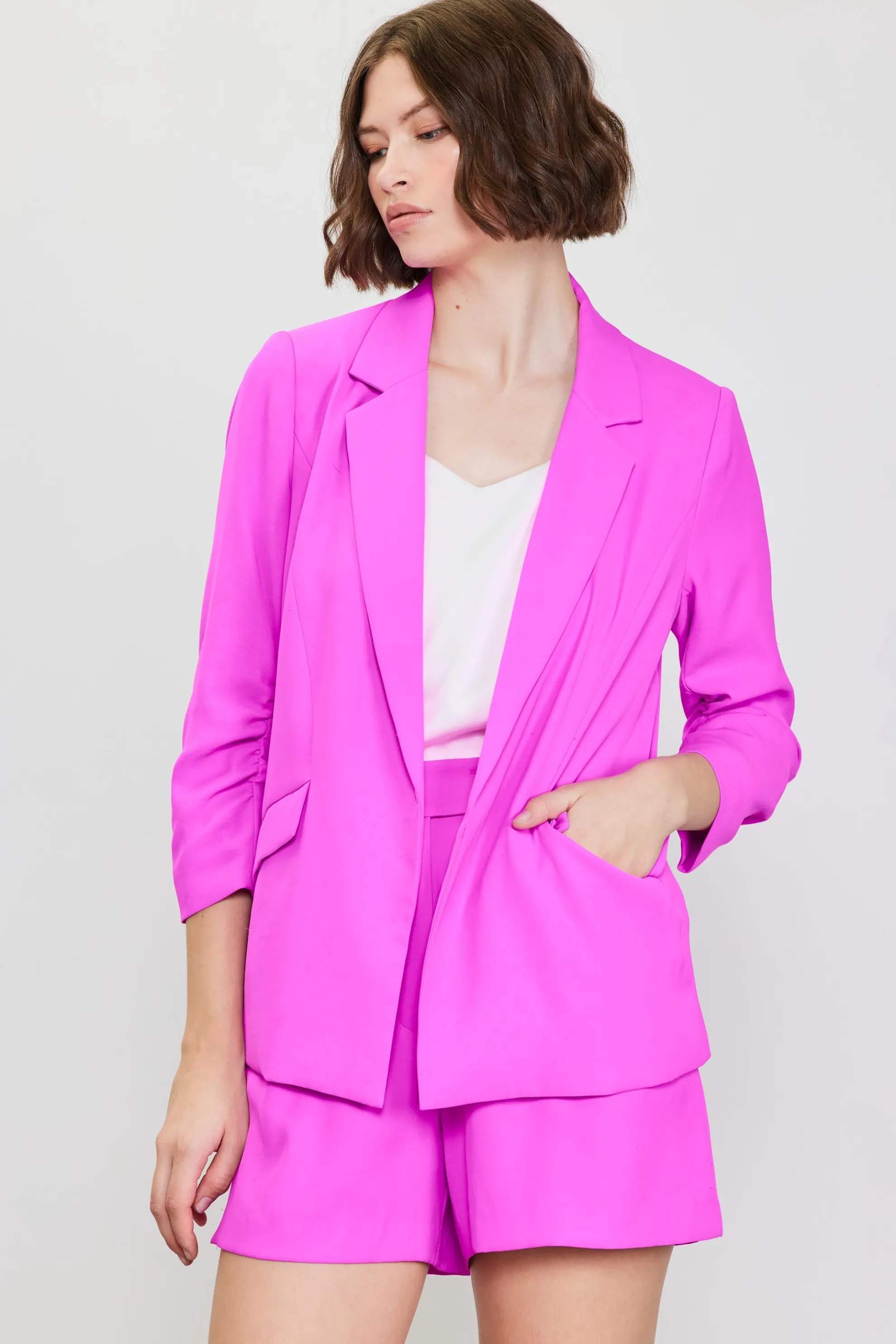 Recycled Shirred Sleeve Blazer