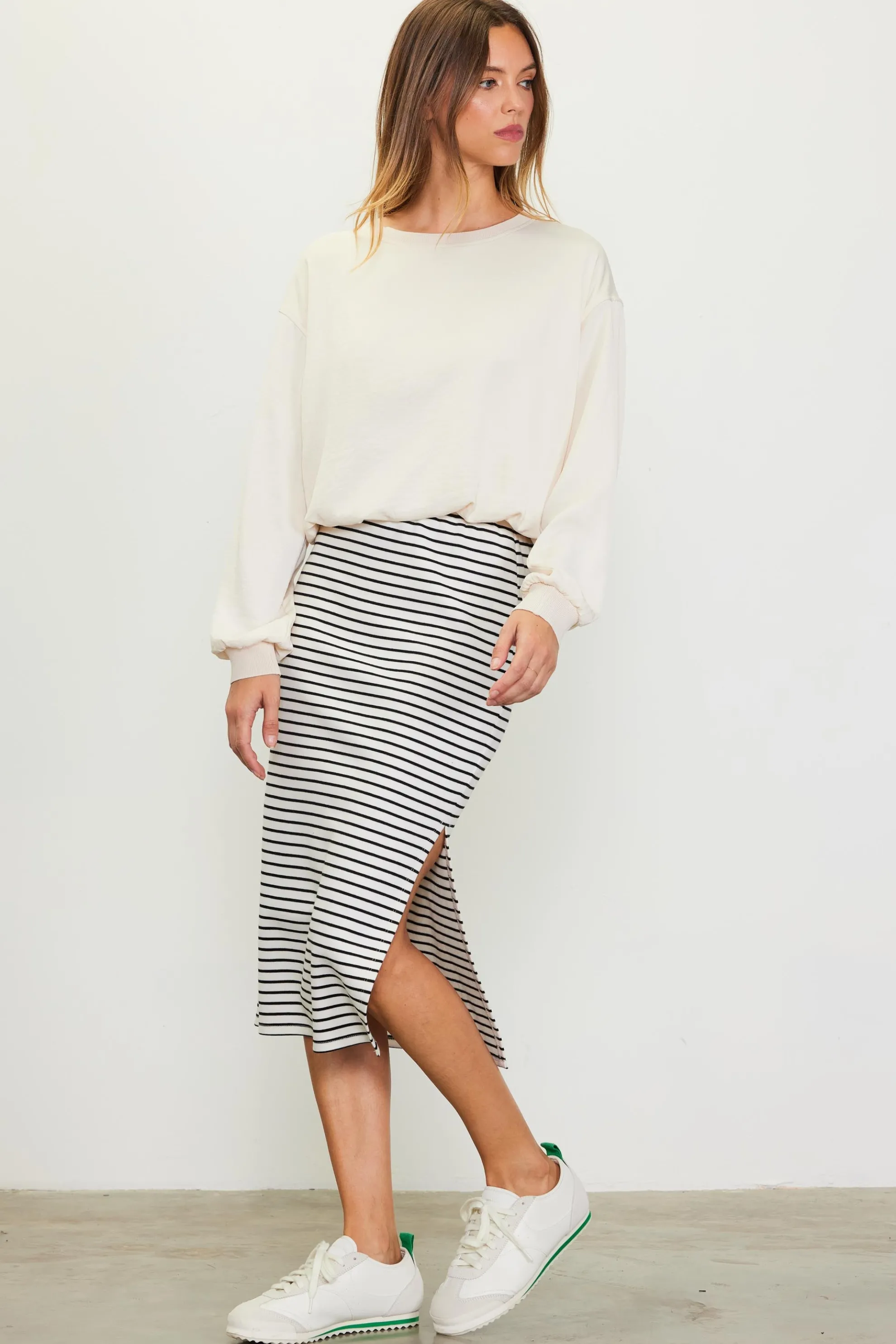 Striped Midi Skirt