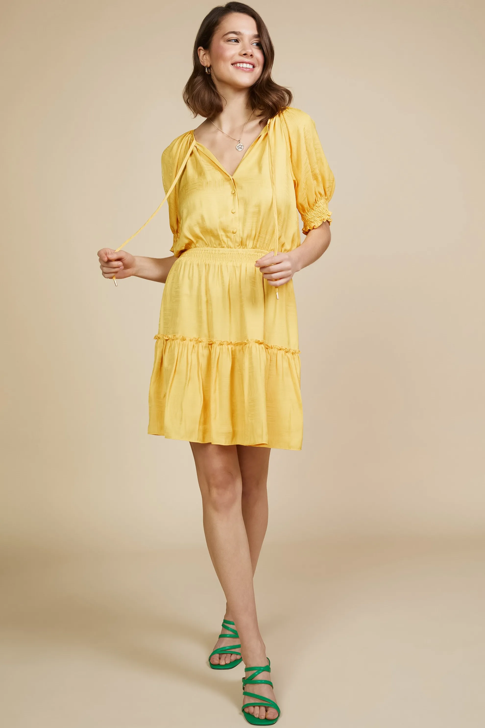 Jacquard Tiered Short Dress