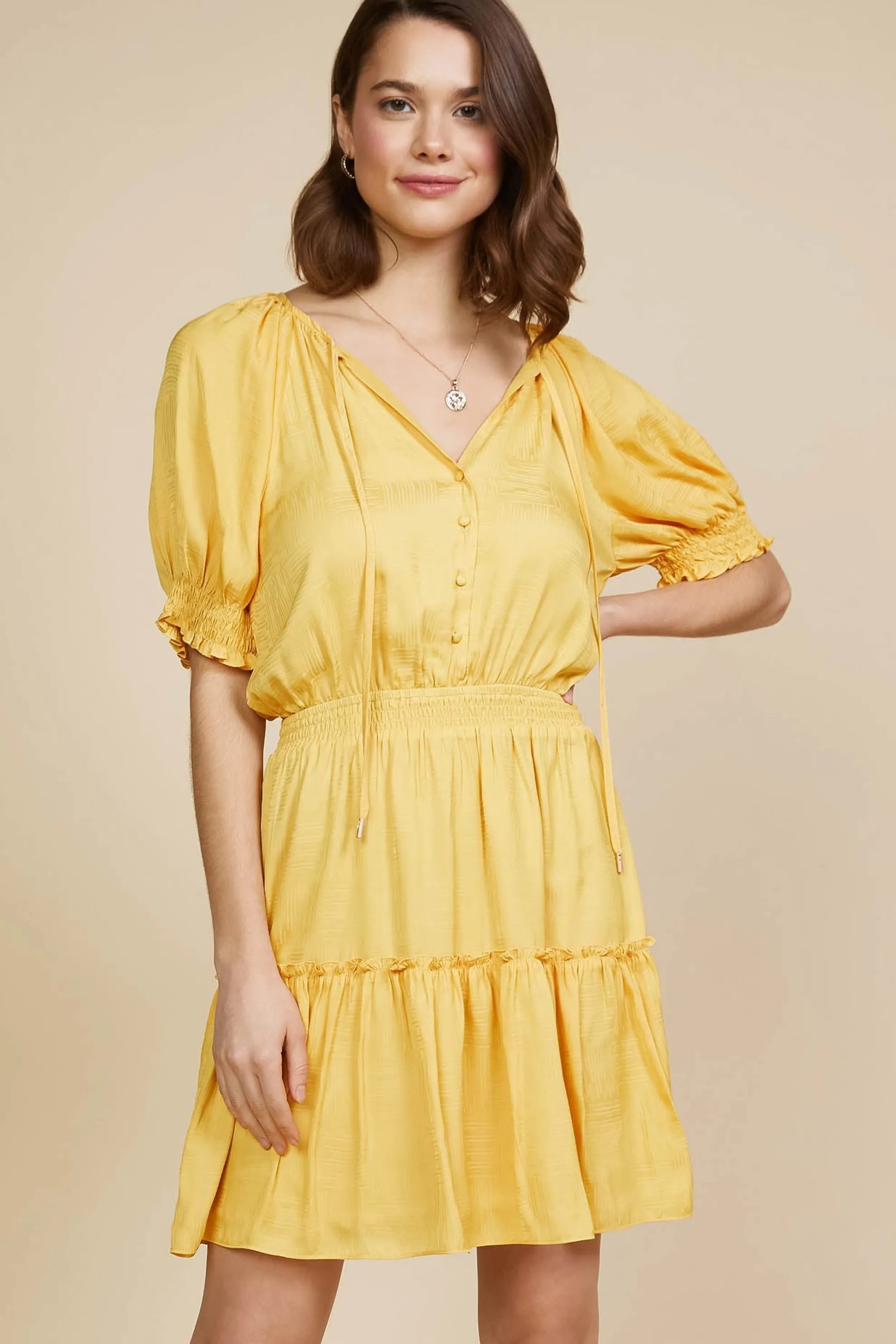 Jacquard Tiered Short Dress