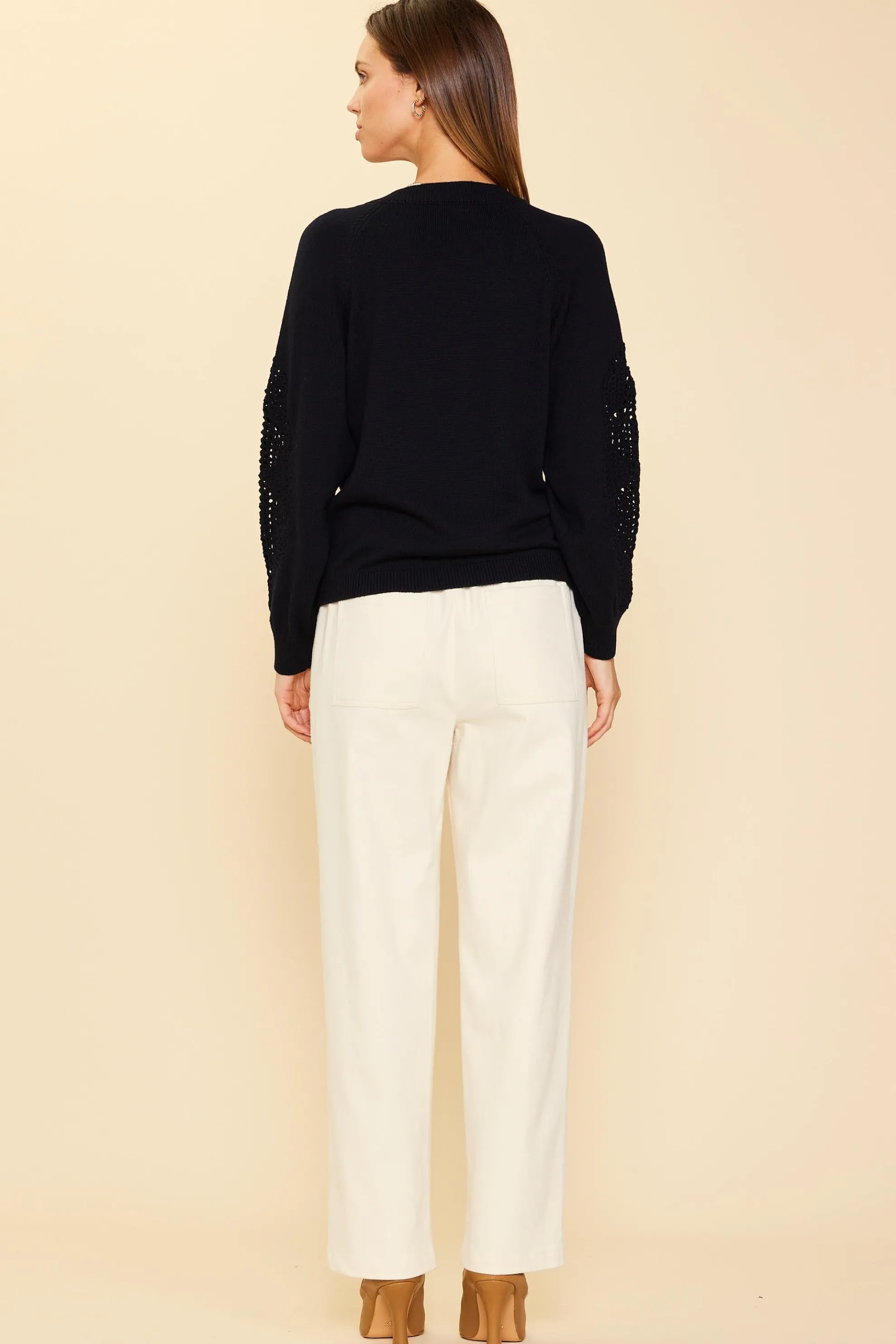 Crochet Sleeve Knit Sweater