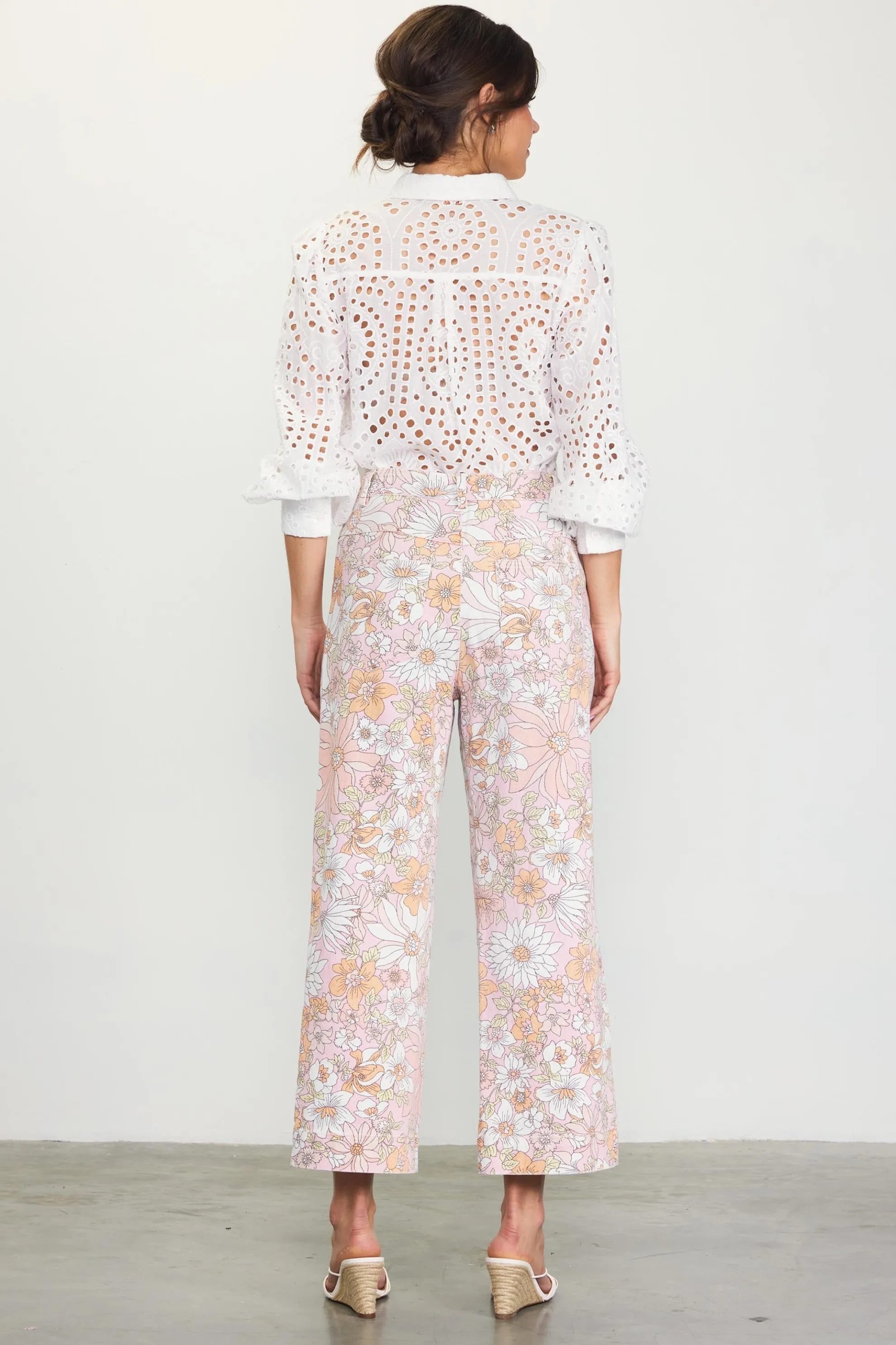 Retro Floral Wide Leg Pants