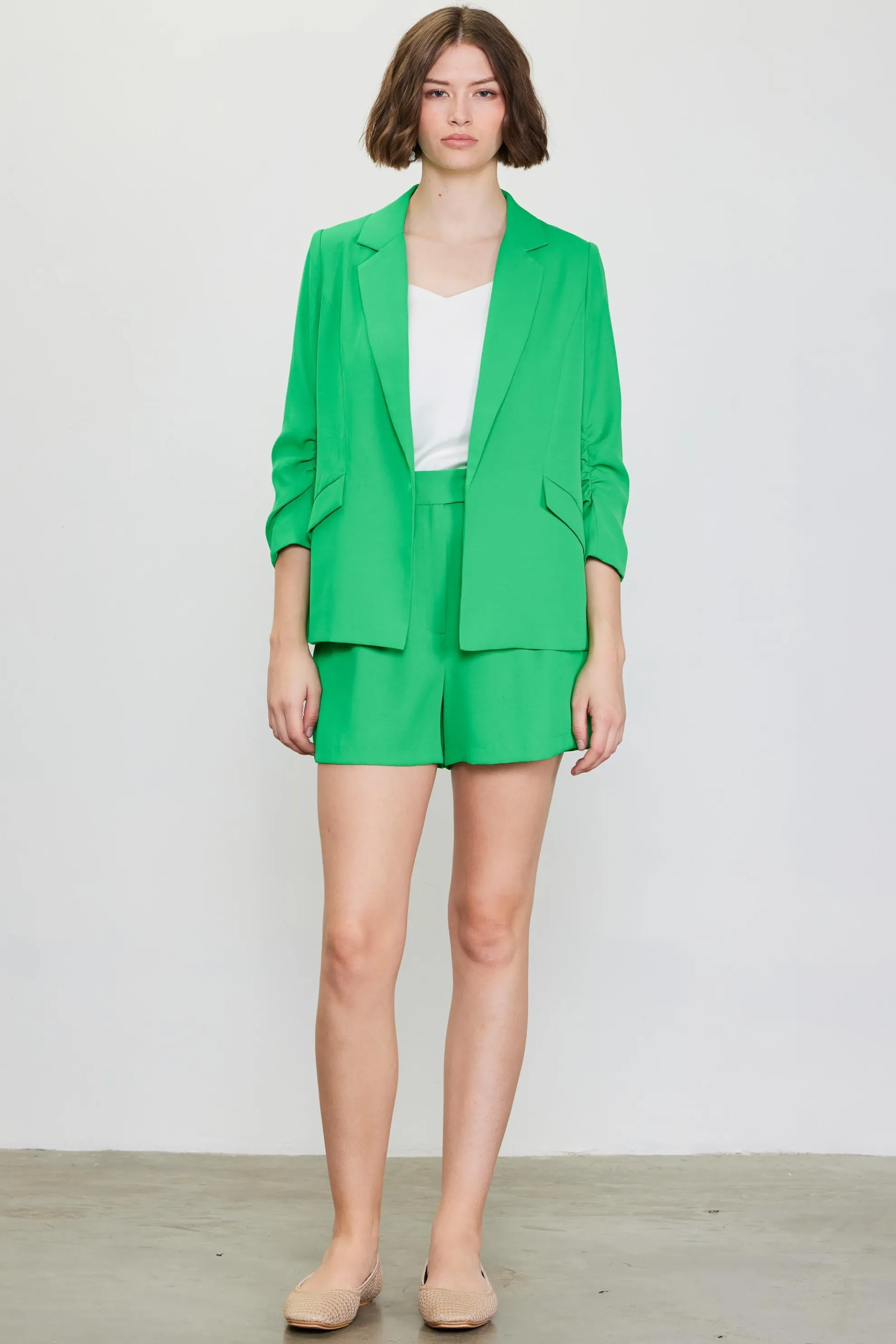 Recycled Shirred Sleeve Blazer