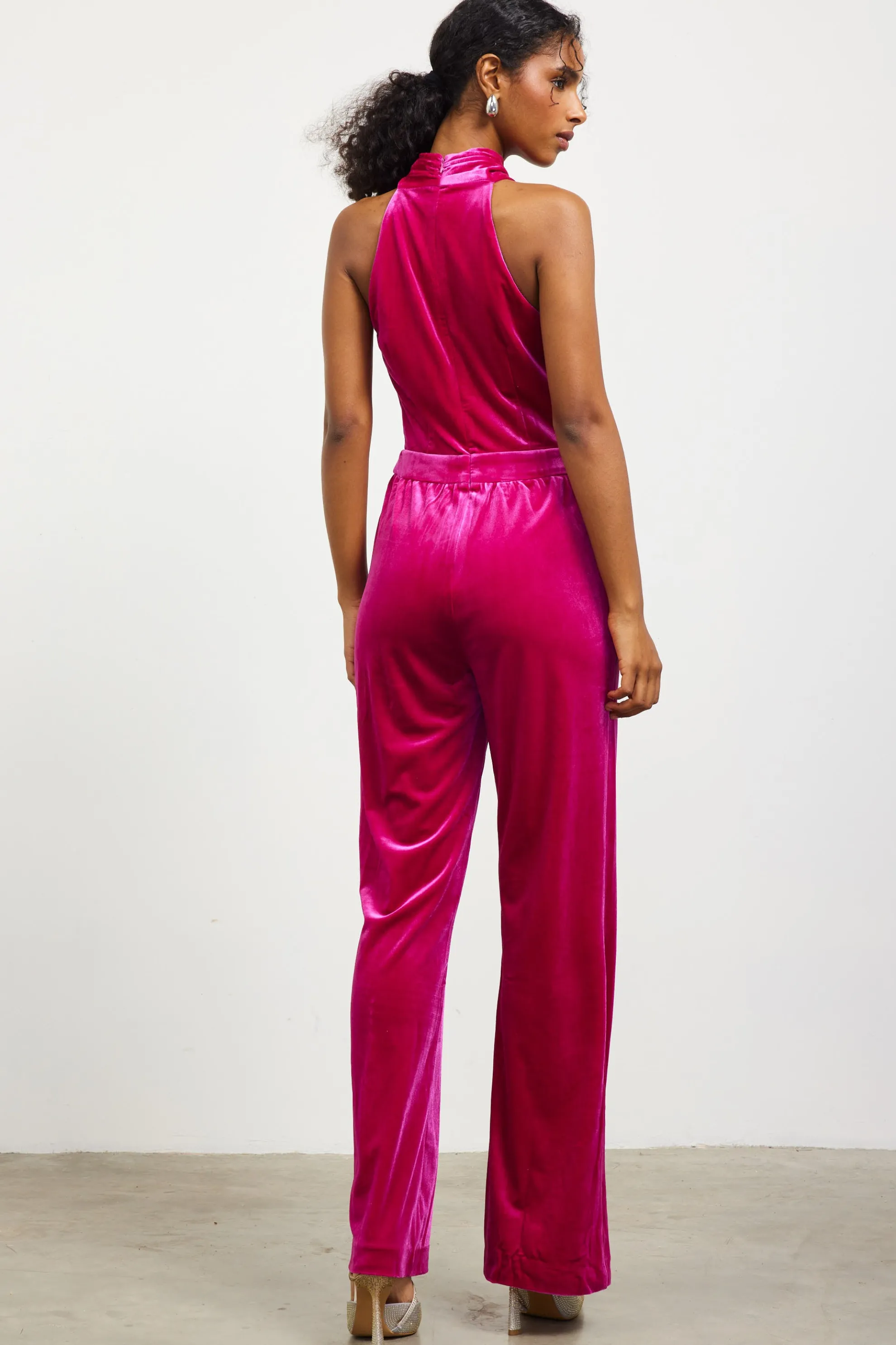Velvet Halter Neck Jumpsuit