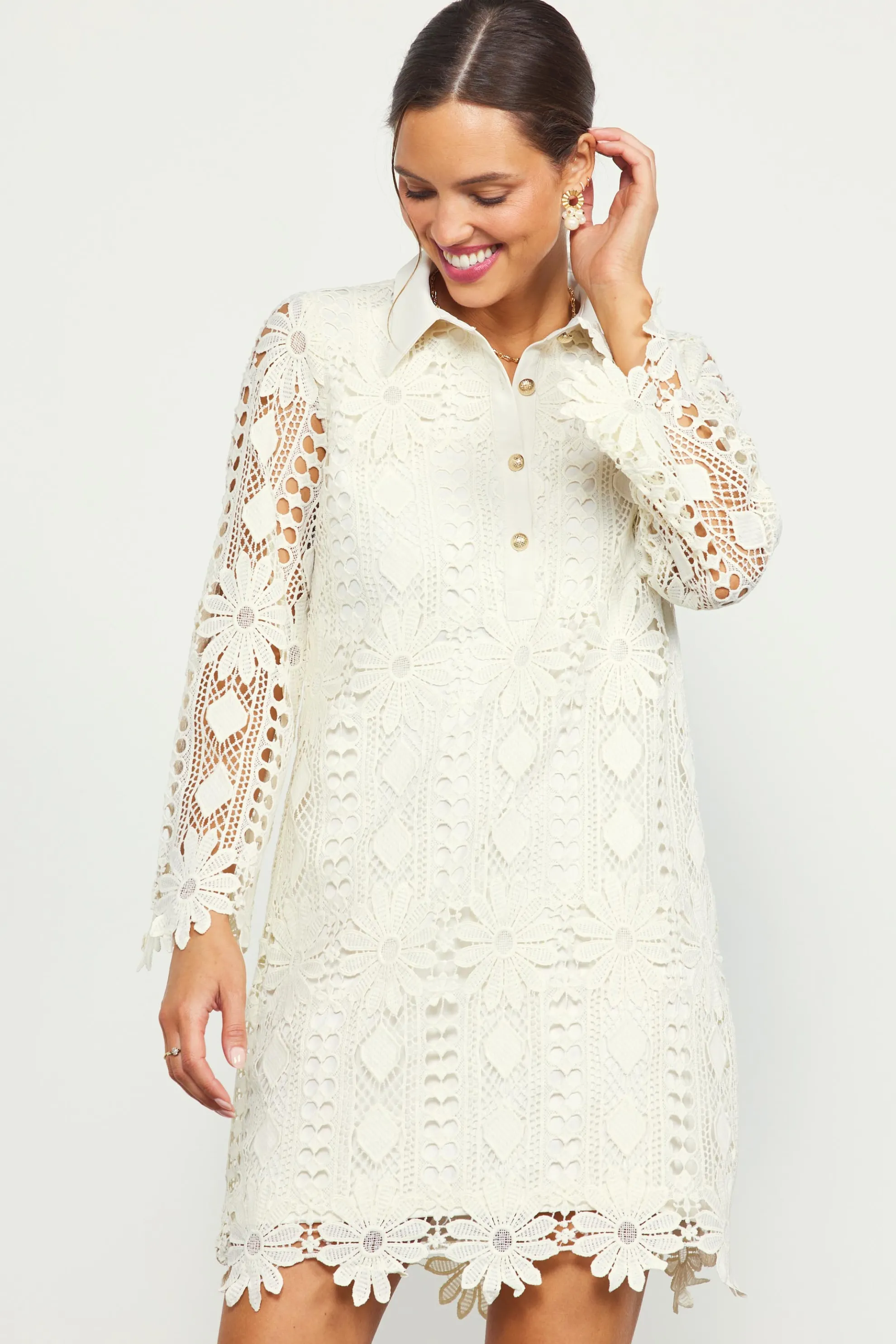 Embroidered Eyelet Lace Mini Dress