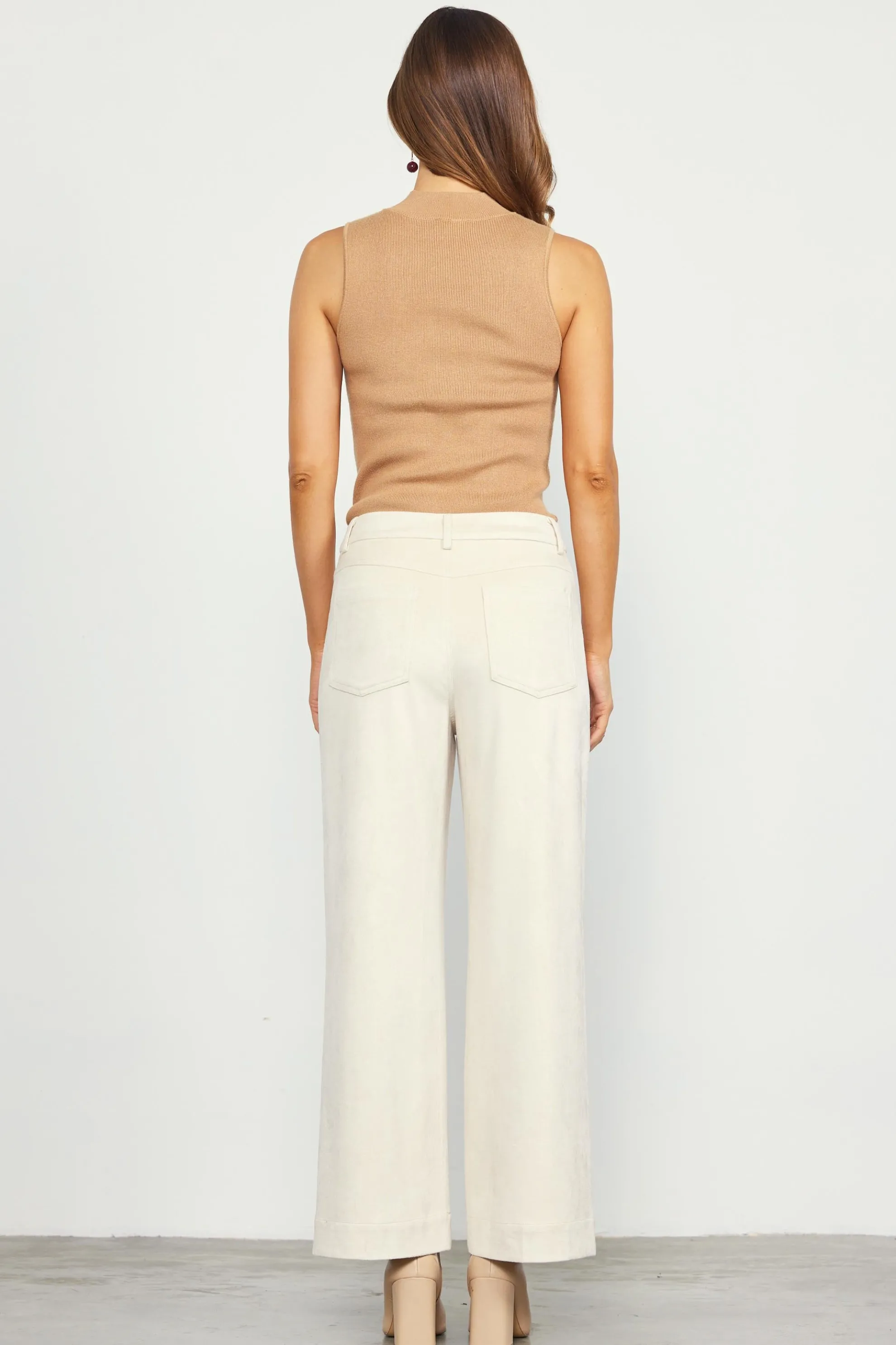 Faux Suede Wide Leg Pant