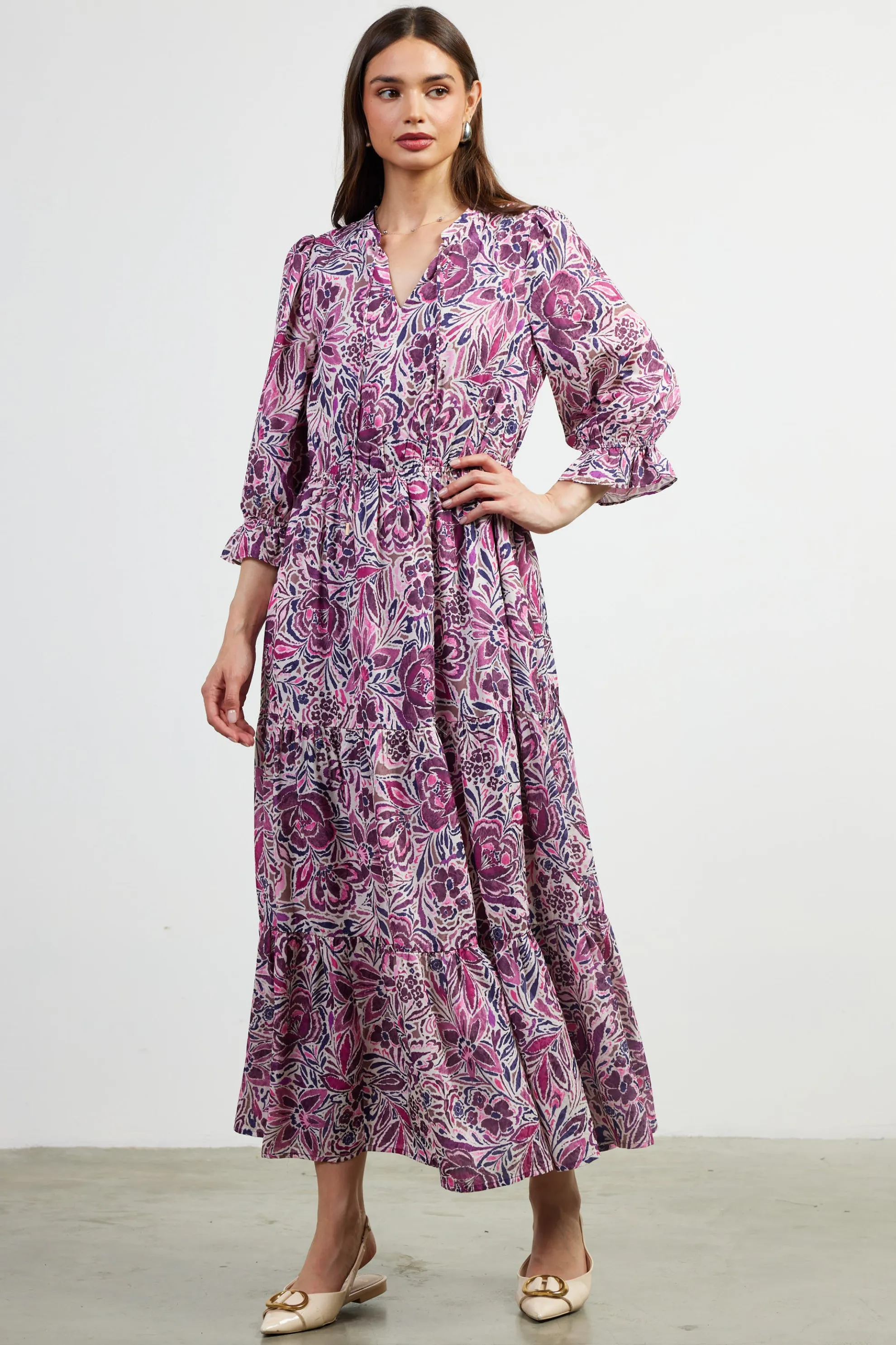 Jacquard Floral Motif Maxi Dress