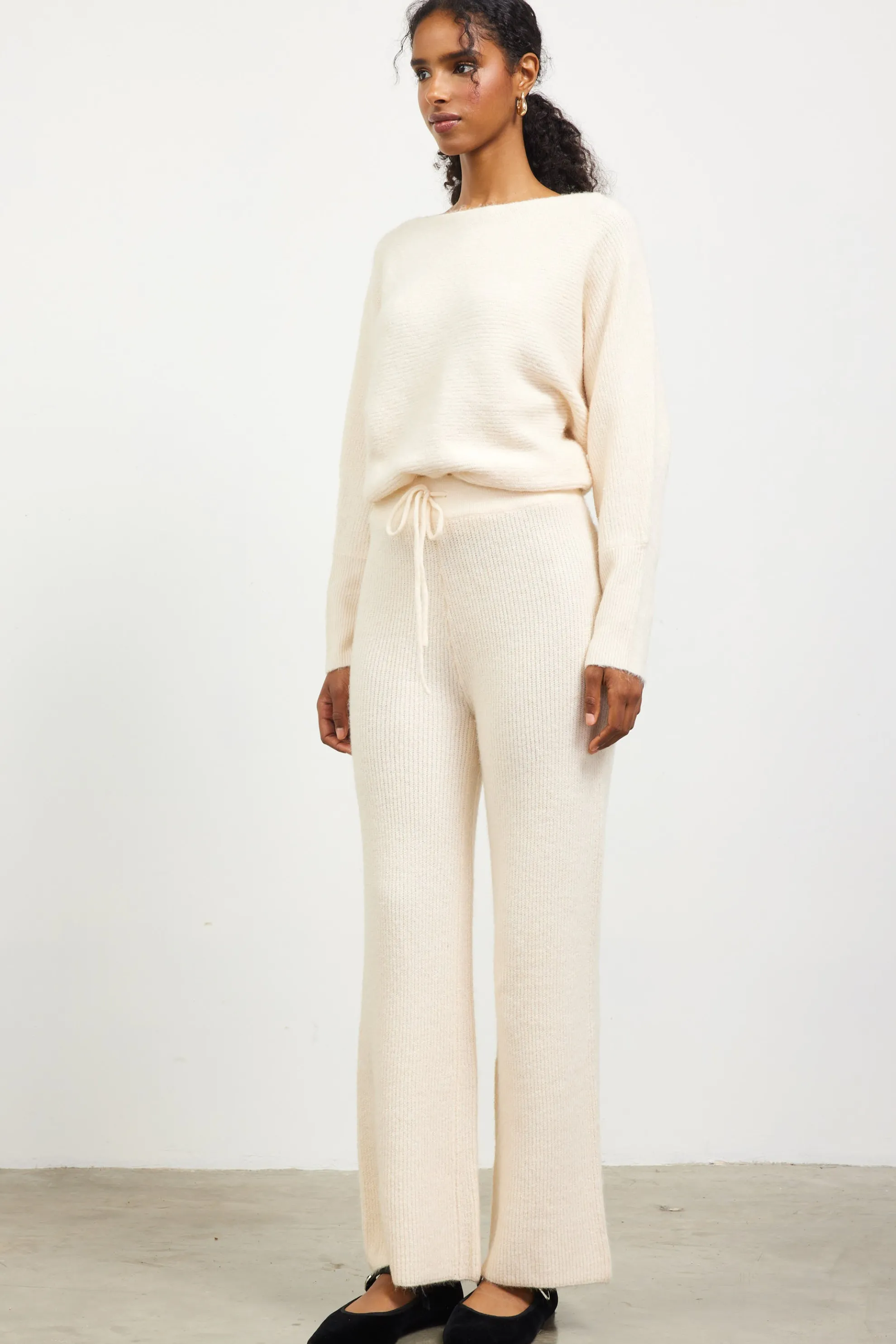 Ribbed Knit Wide Leg Pants