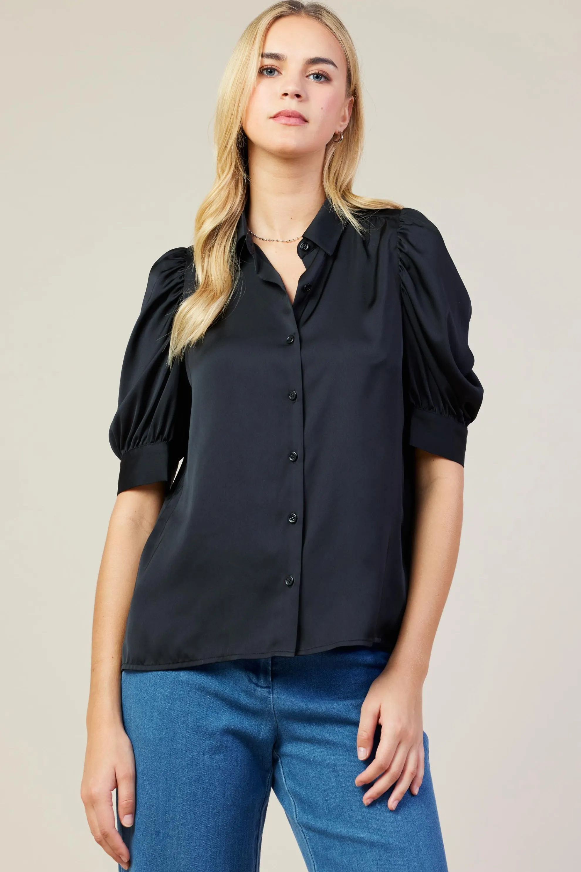 Recycled Shirred Sleeve Blouse