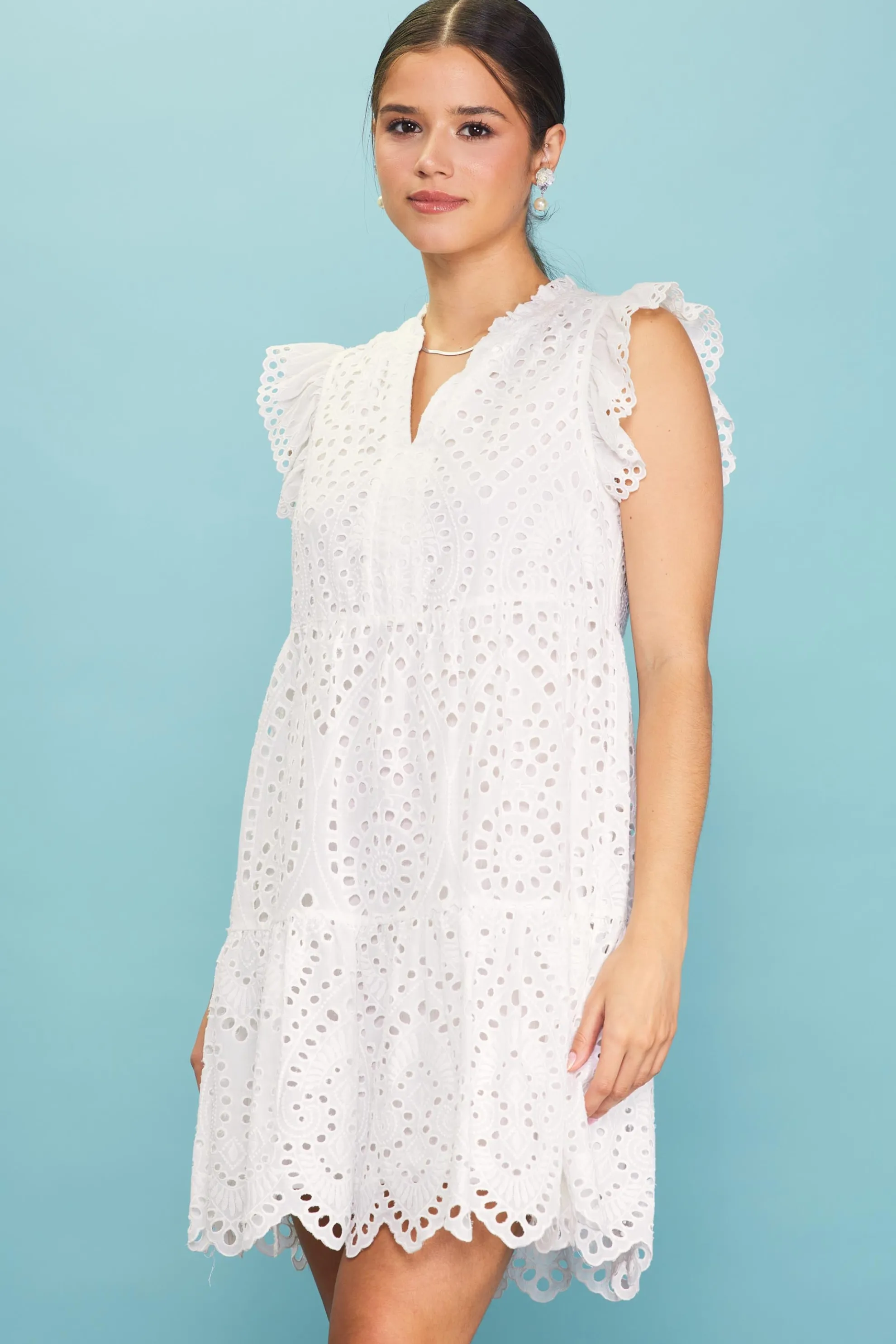 Eyelet Mini Dress