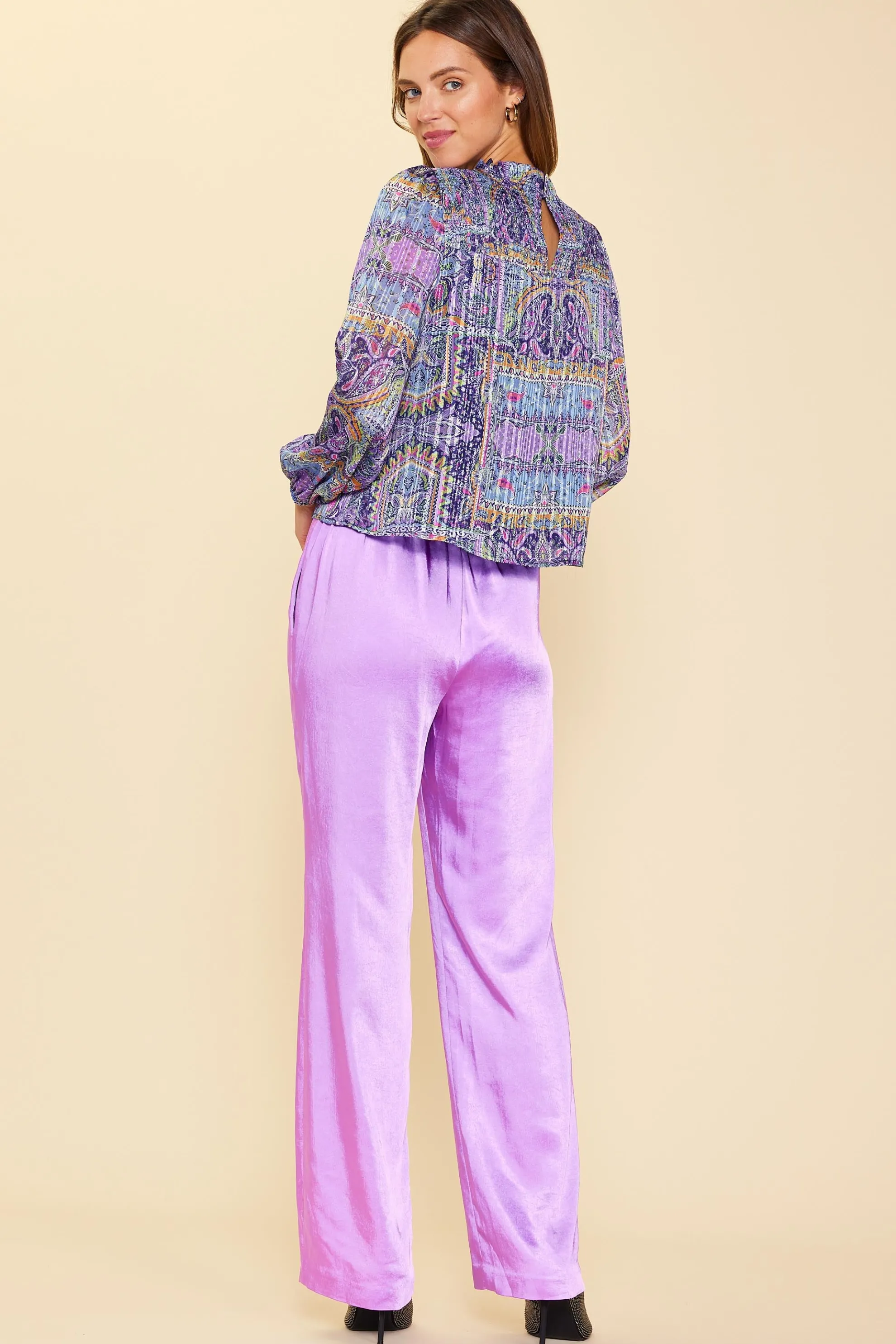 Paisley Motif Smocked Detail Top