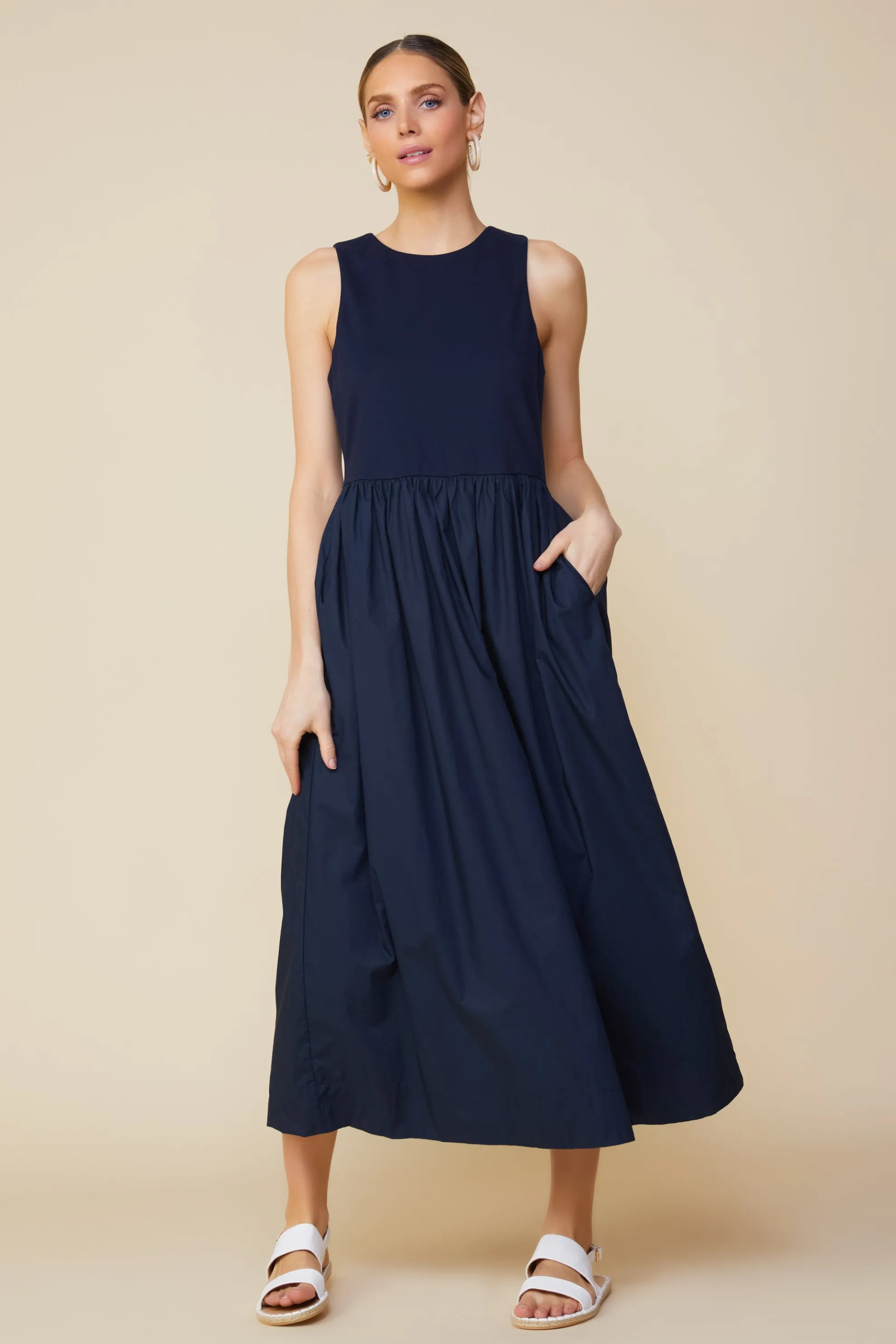 Celia Mixed Media Midi Dress