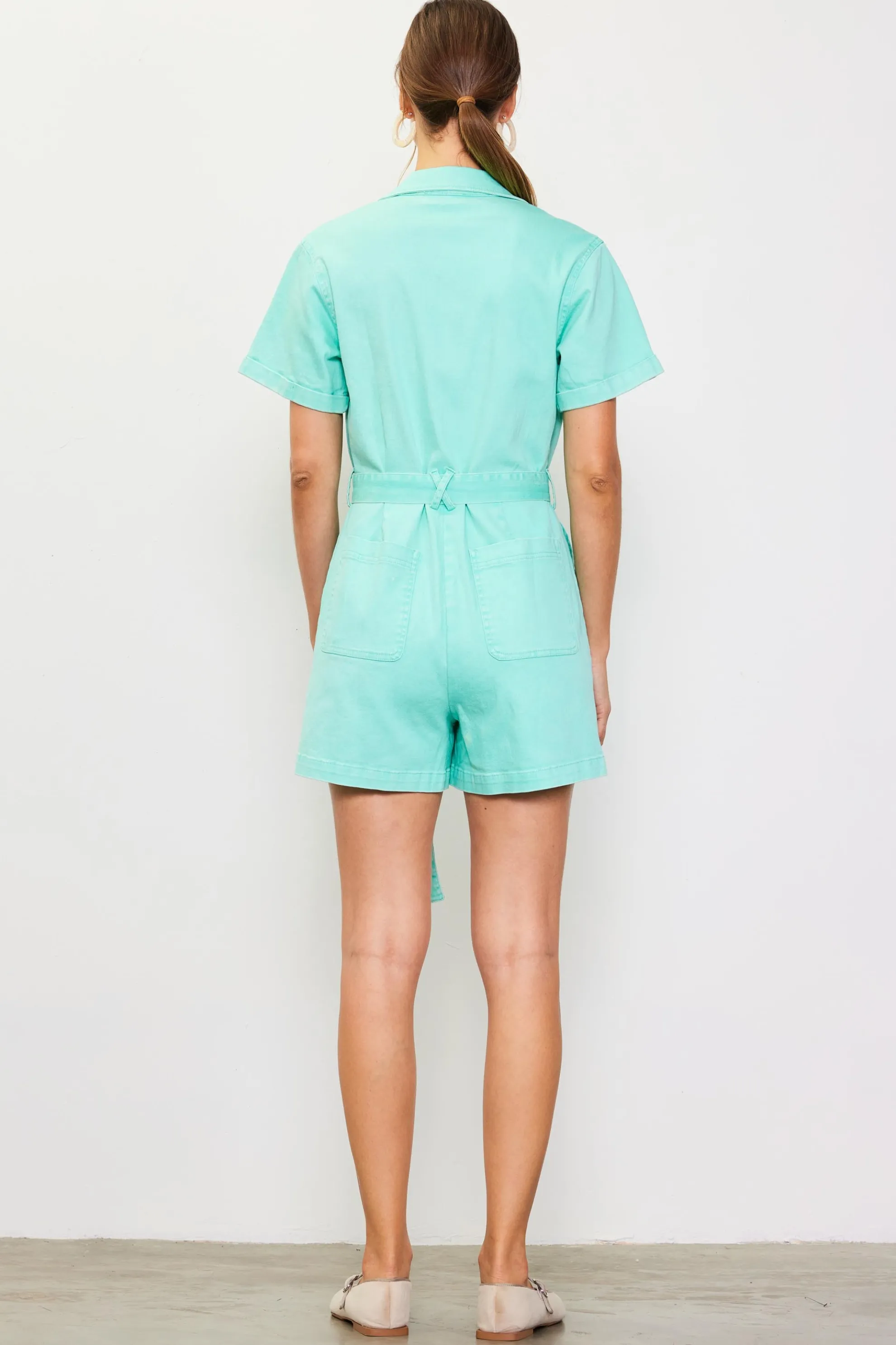 Washed Twill Utility Romper