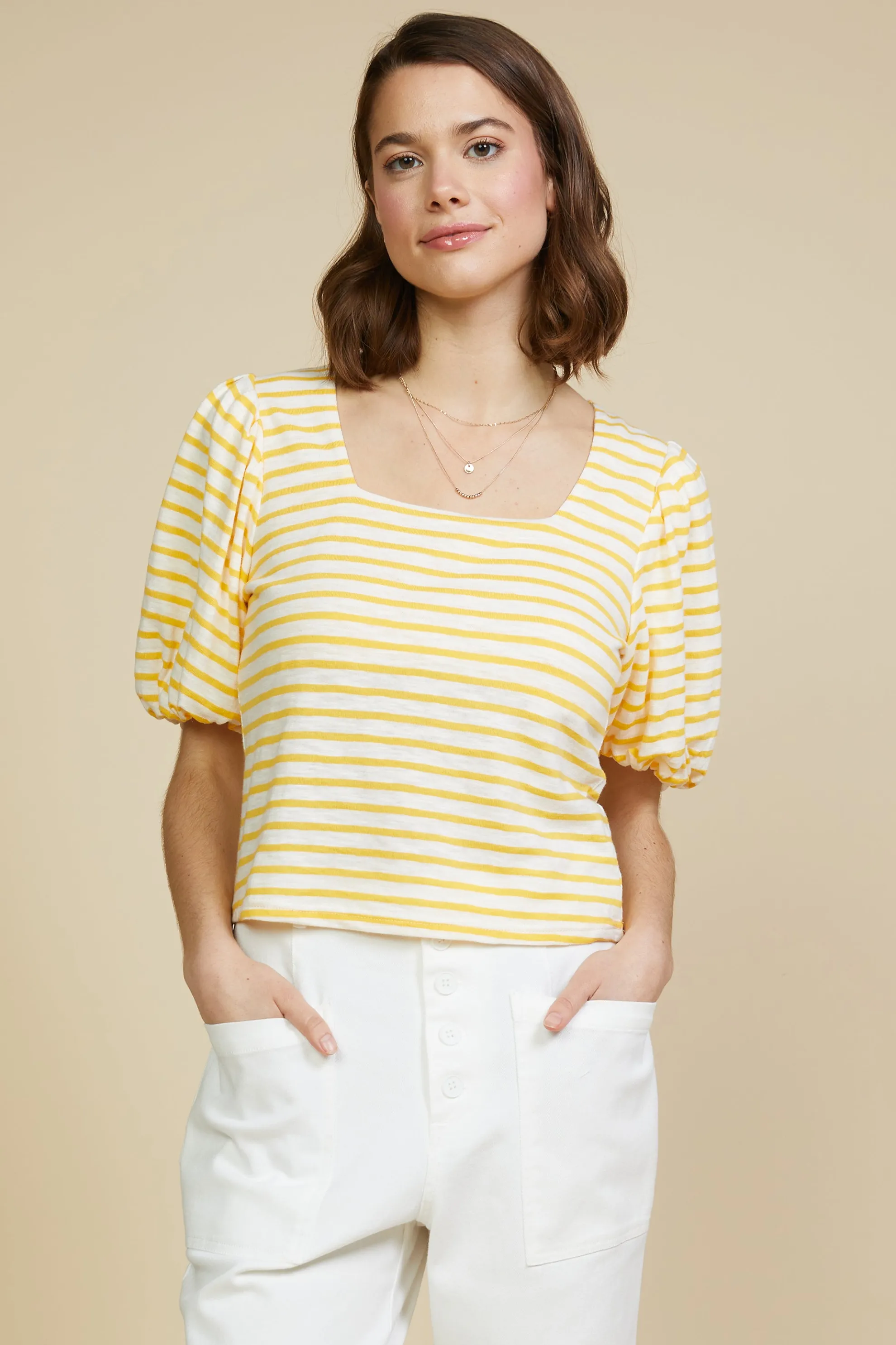 Square Neck Striped Top