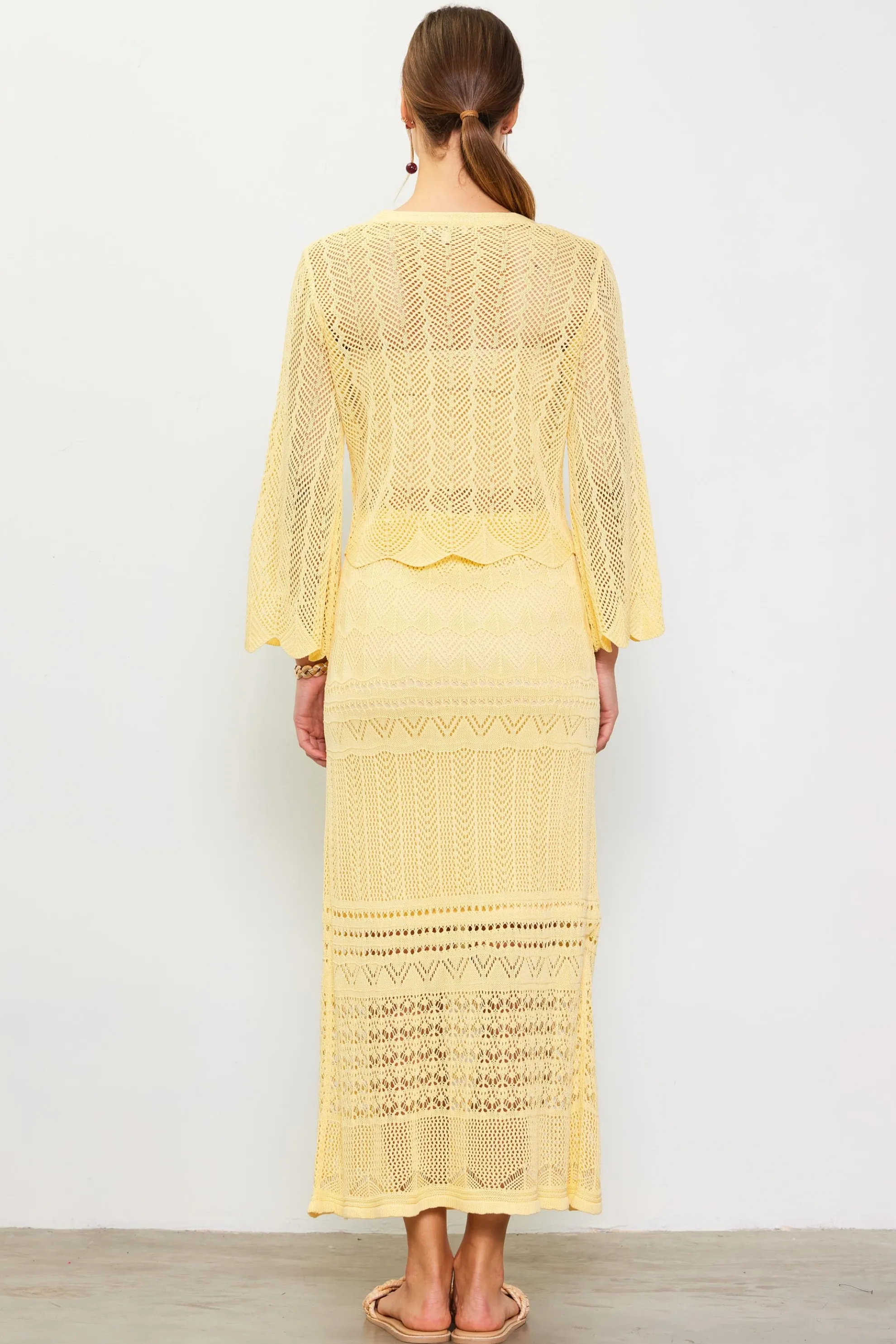 Open Knit Midi Skirt