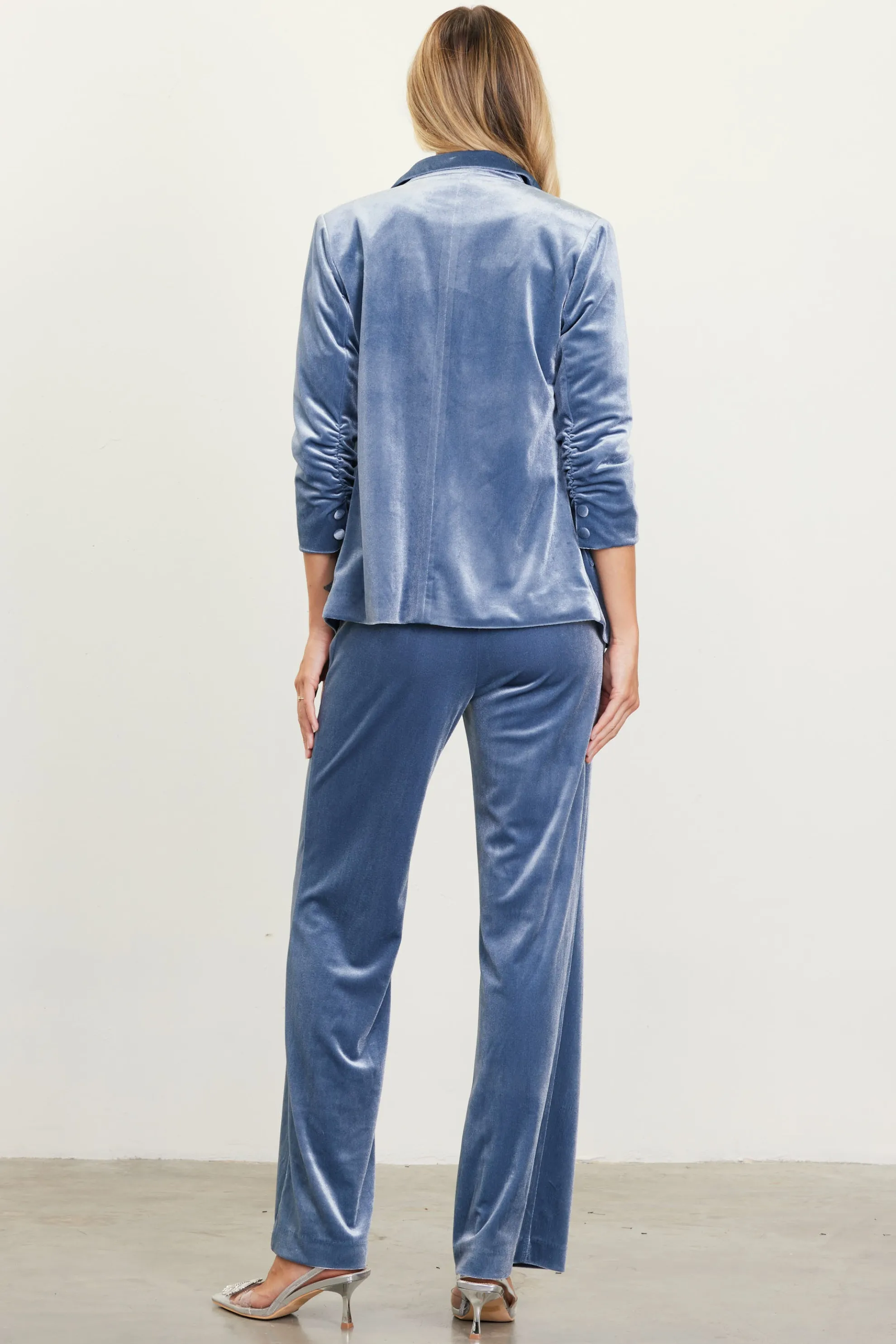 Ruched Velvet Blazer