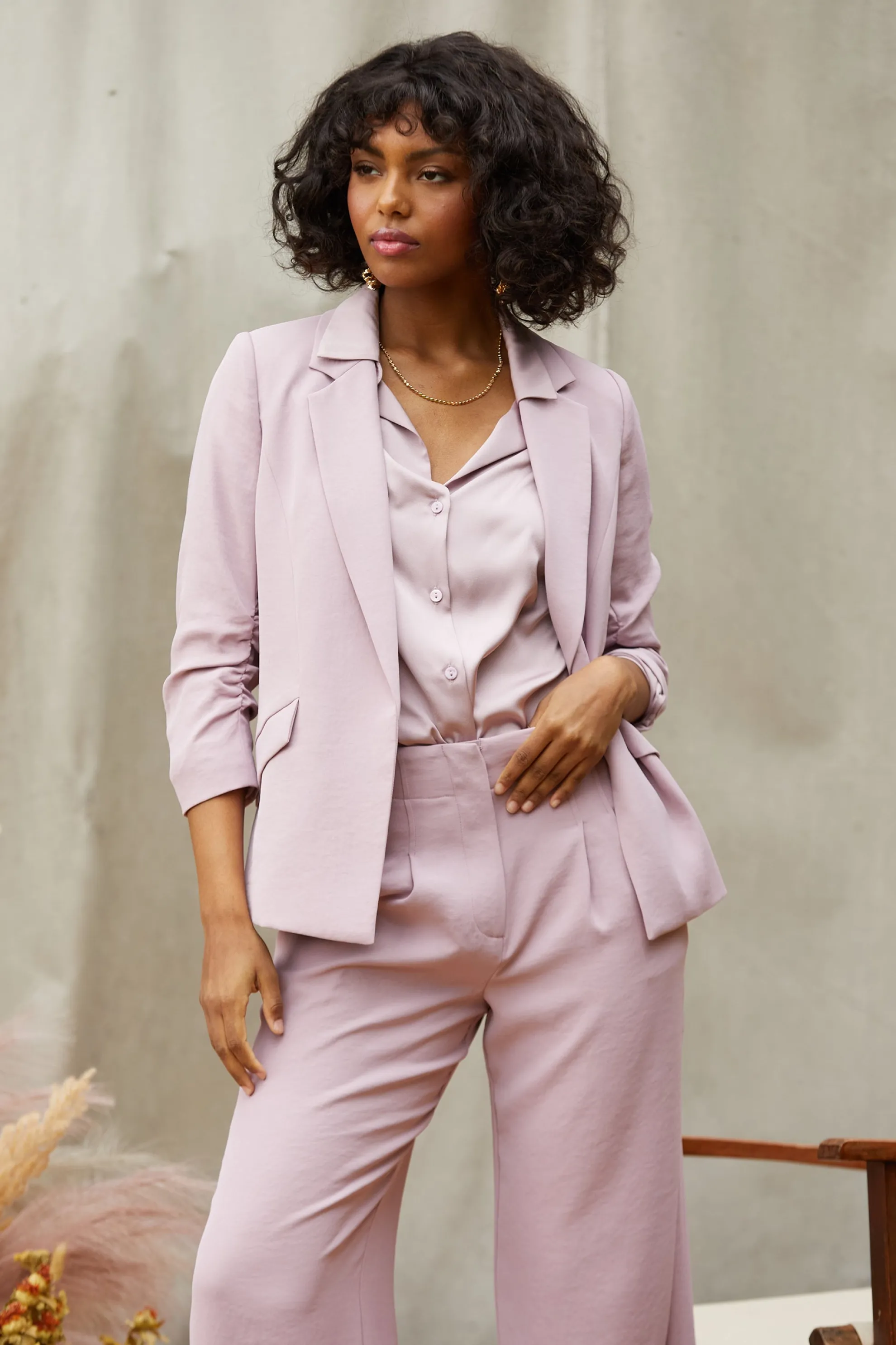 Recycled Shirred Sleeve Blazer