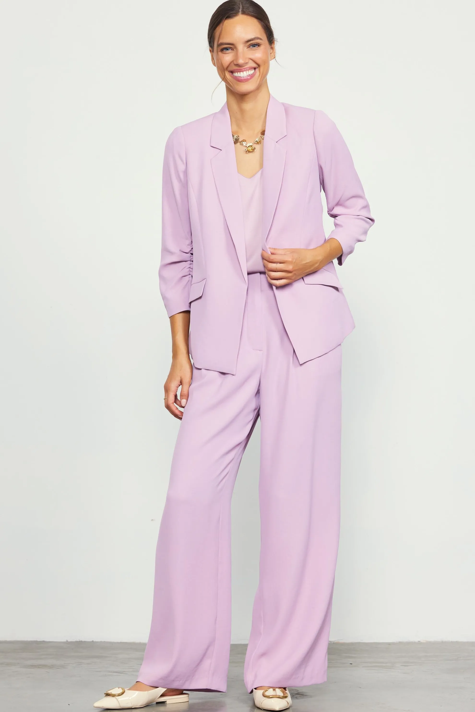 Recycled Shirred Sleeve Blazer