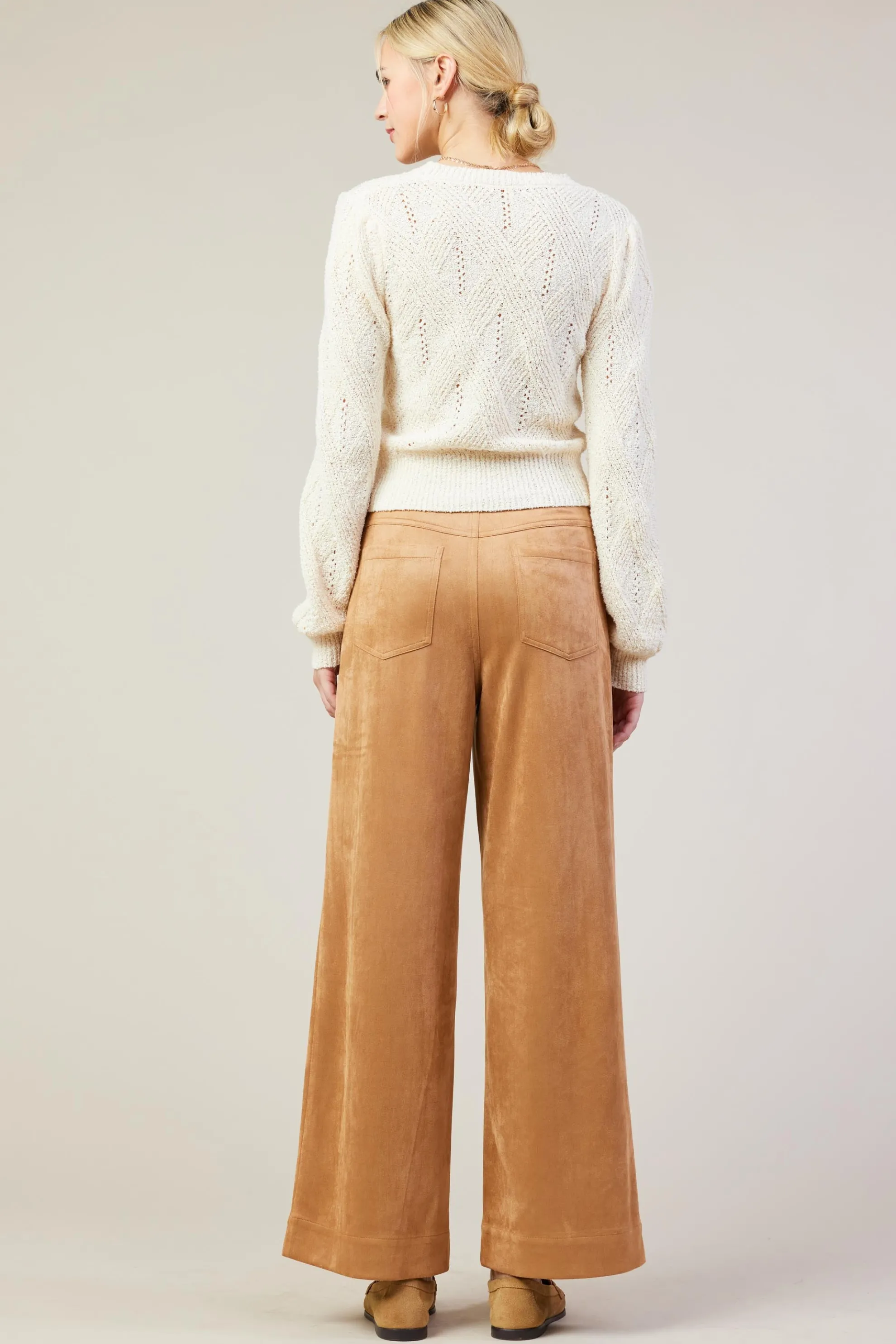 Faux Suede Wide Leg Pant