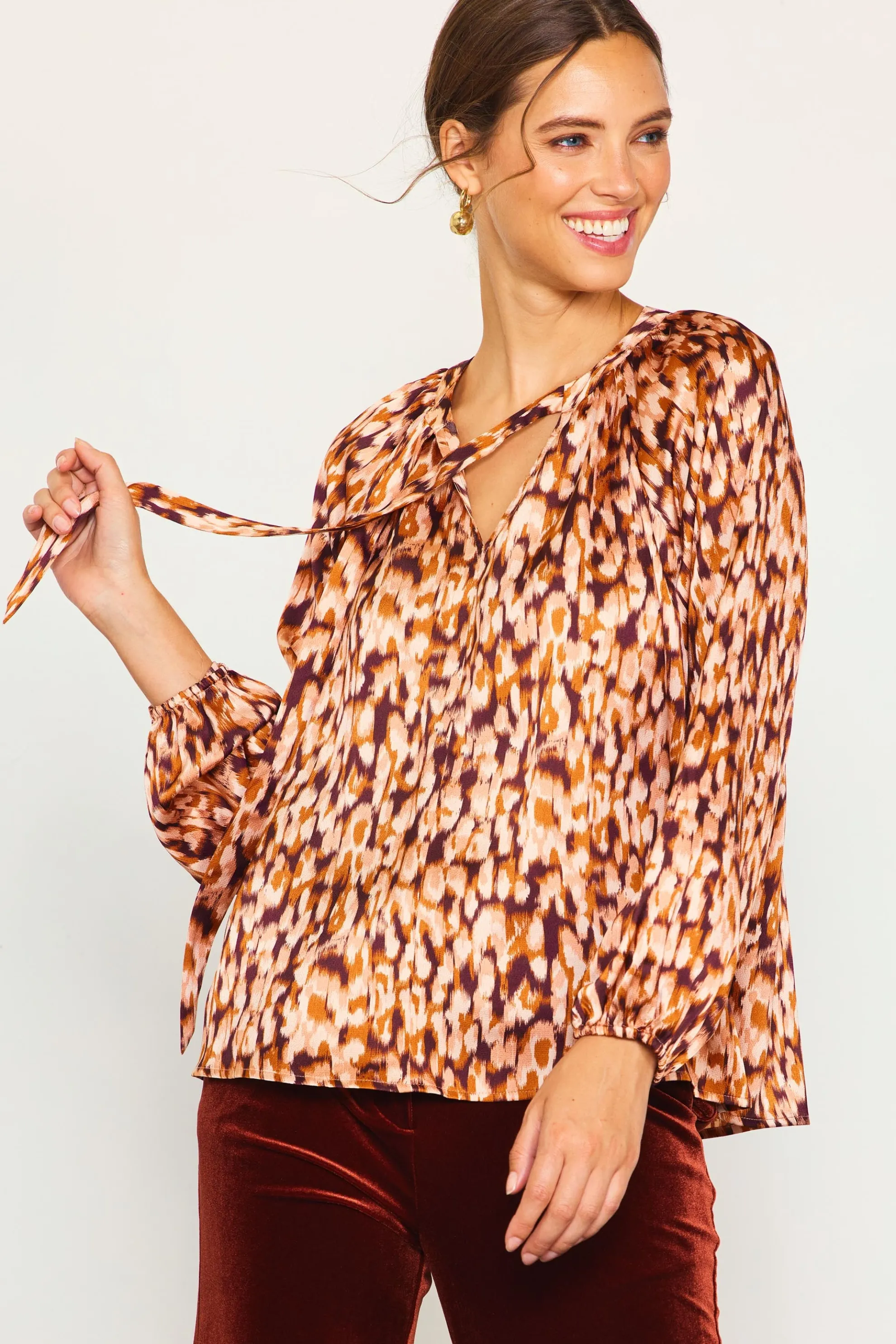 Leopard Print Longsleeve Blouse