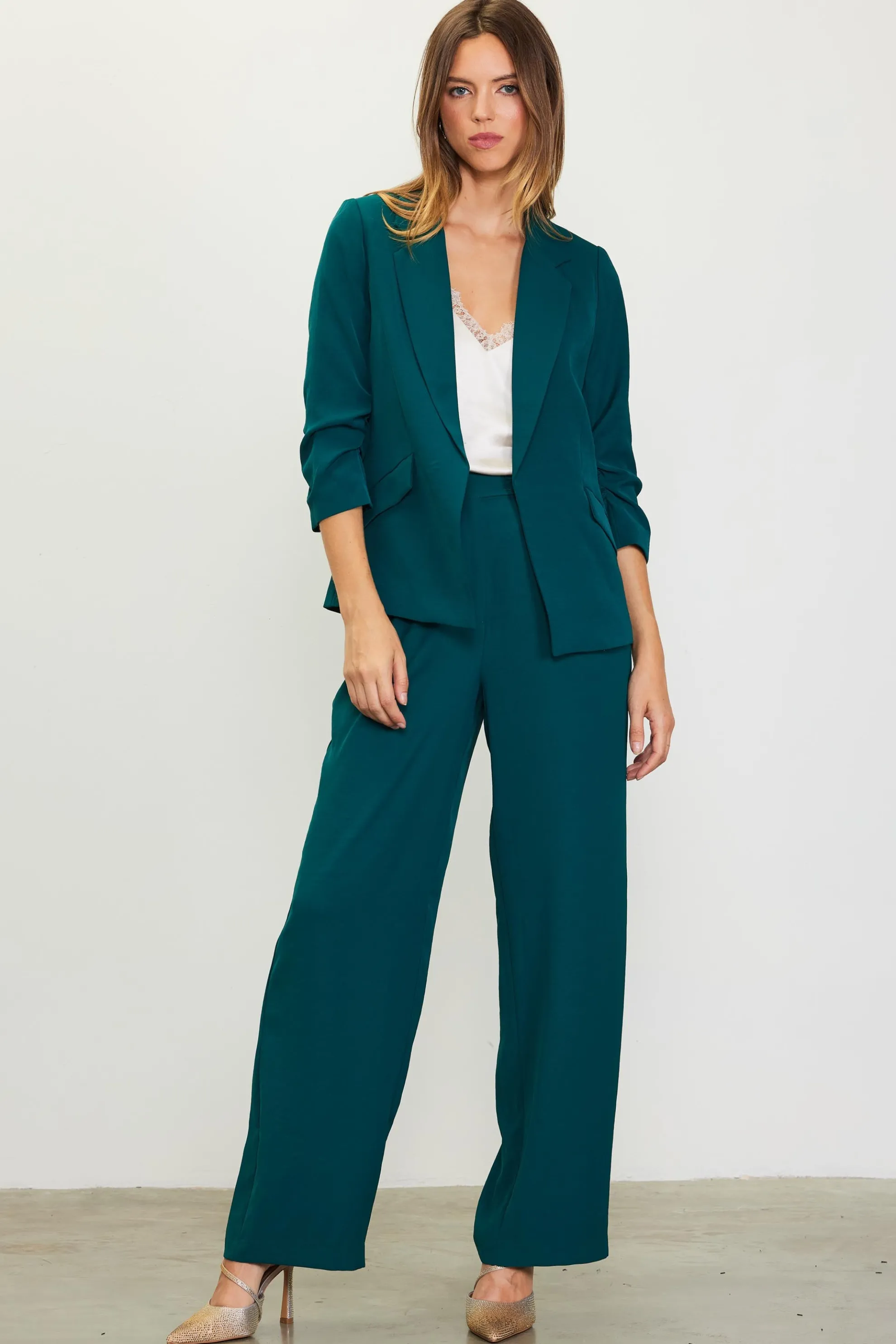 Recycled Shirred Sleeve Blazer