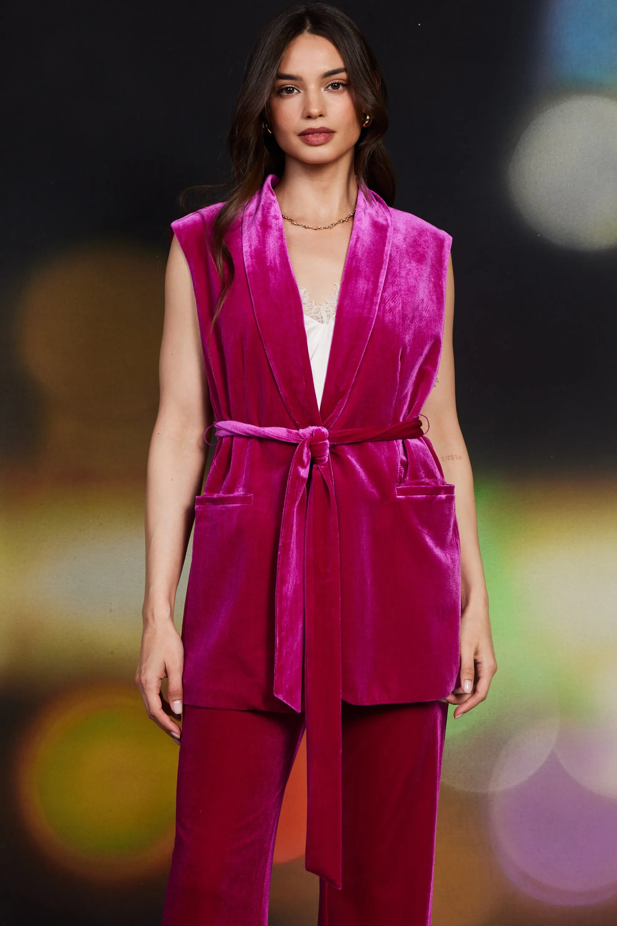 Velvet Vest with Self Tie