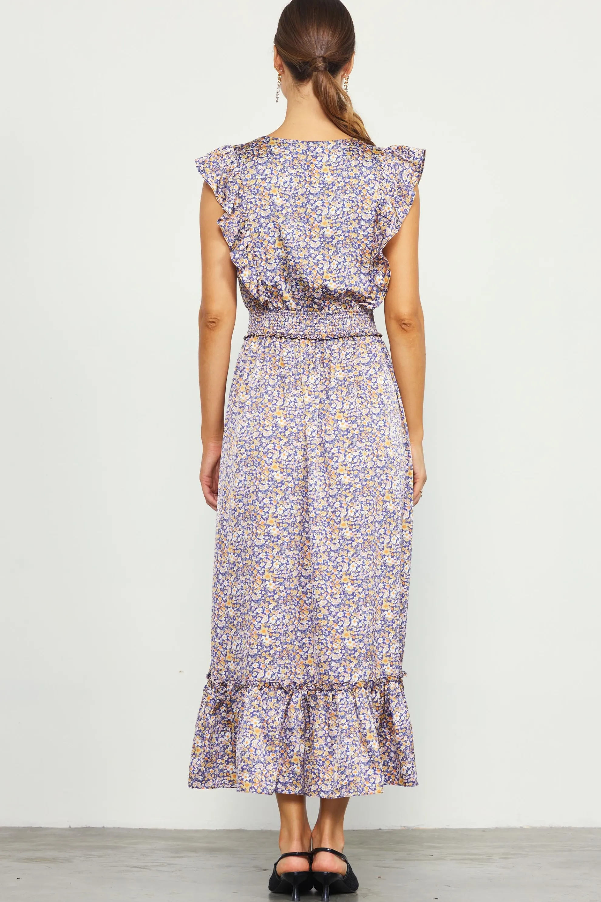 Indira Floral Print Smocked Waist Dress