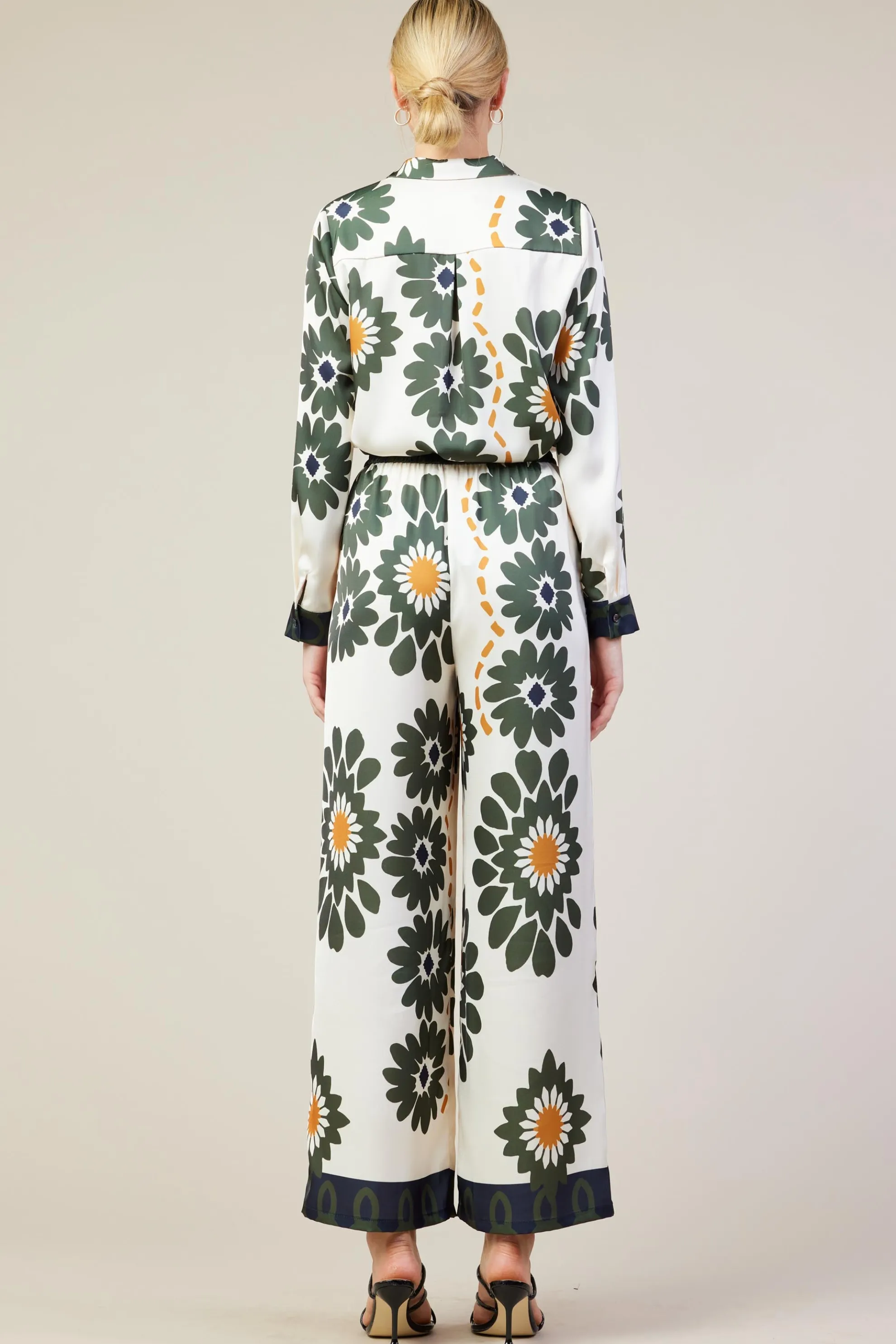 Floral Print Elastic Waistband Pants