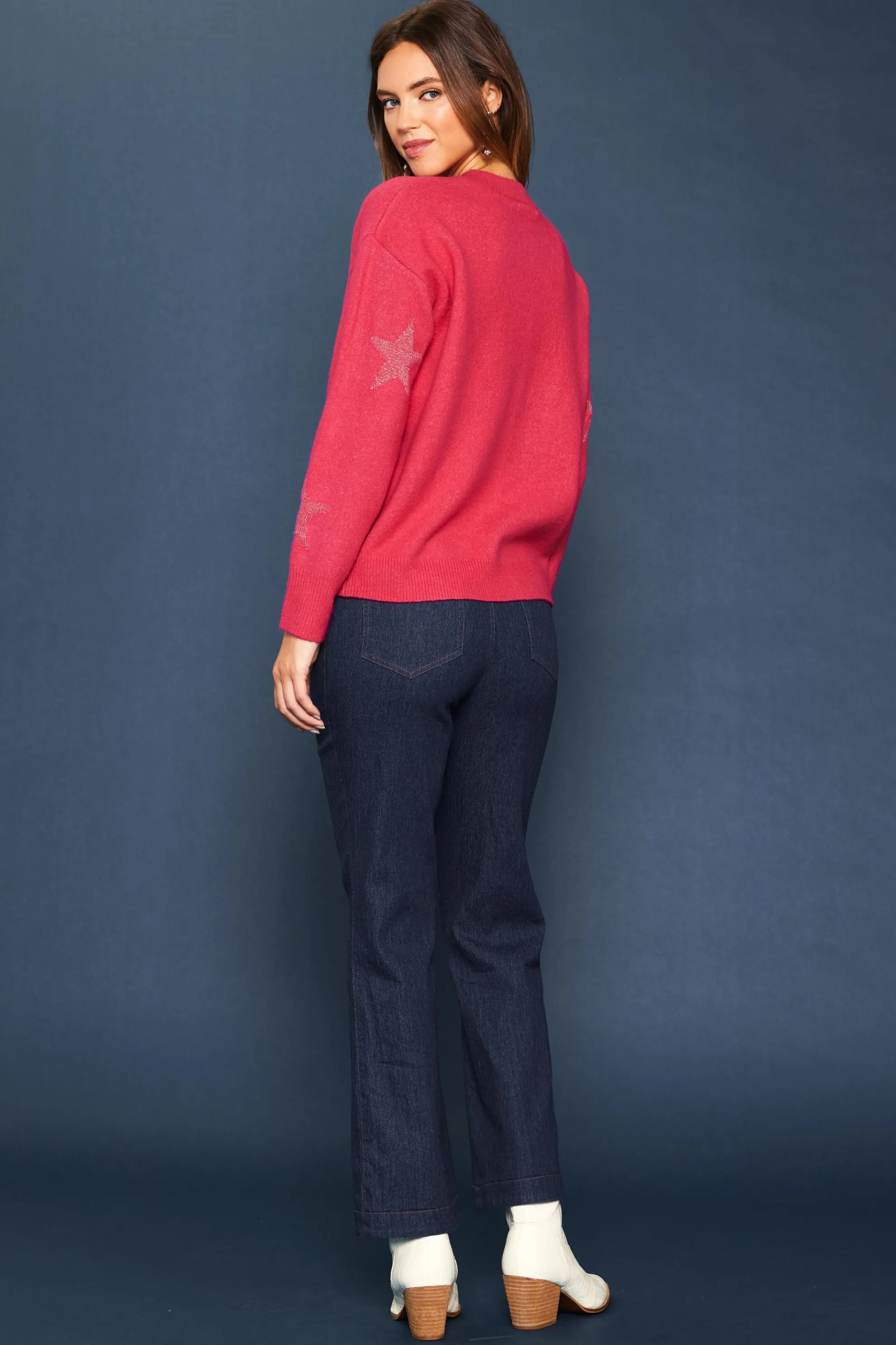 Lurex Star Print Sweater